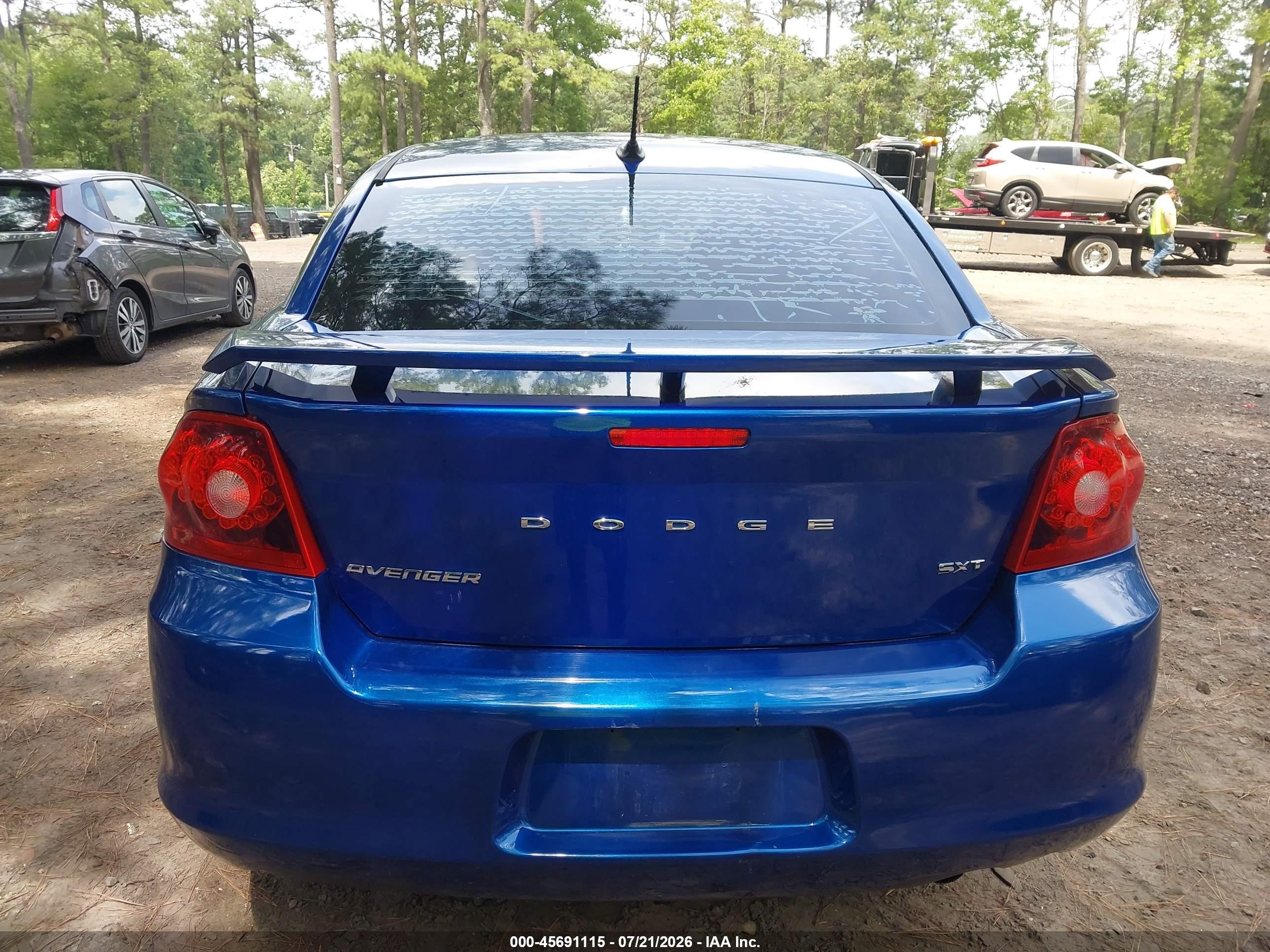 2012 Dodge Avenger Sxt Синий vin: 1C3CDZCB0CN200651