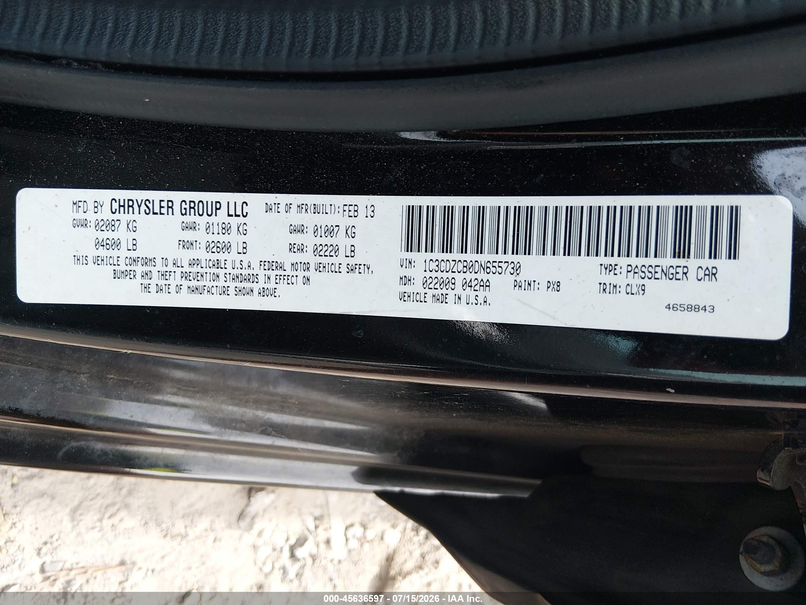 2013 Dodge Avenger Sxt Черный vin: 1C3CDZCB0DN655730