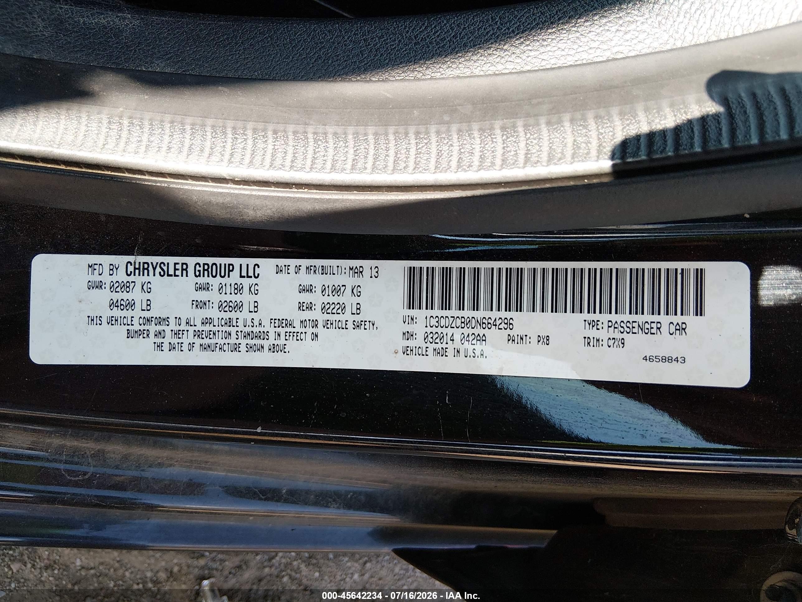 2013 Dodge Avenger Sxt Black vin: 1C3CDZCB0DN664296