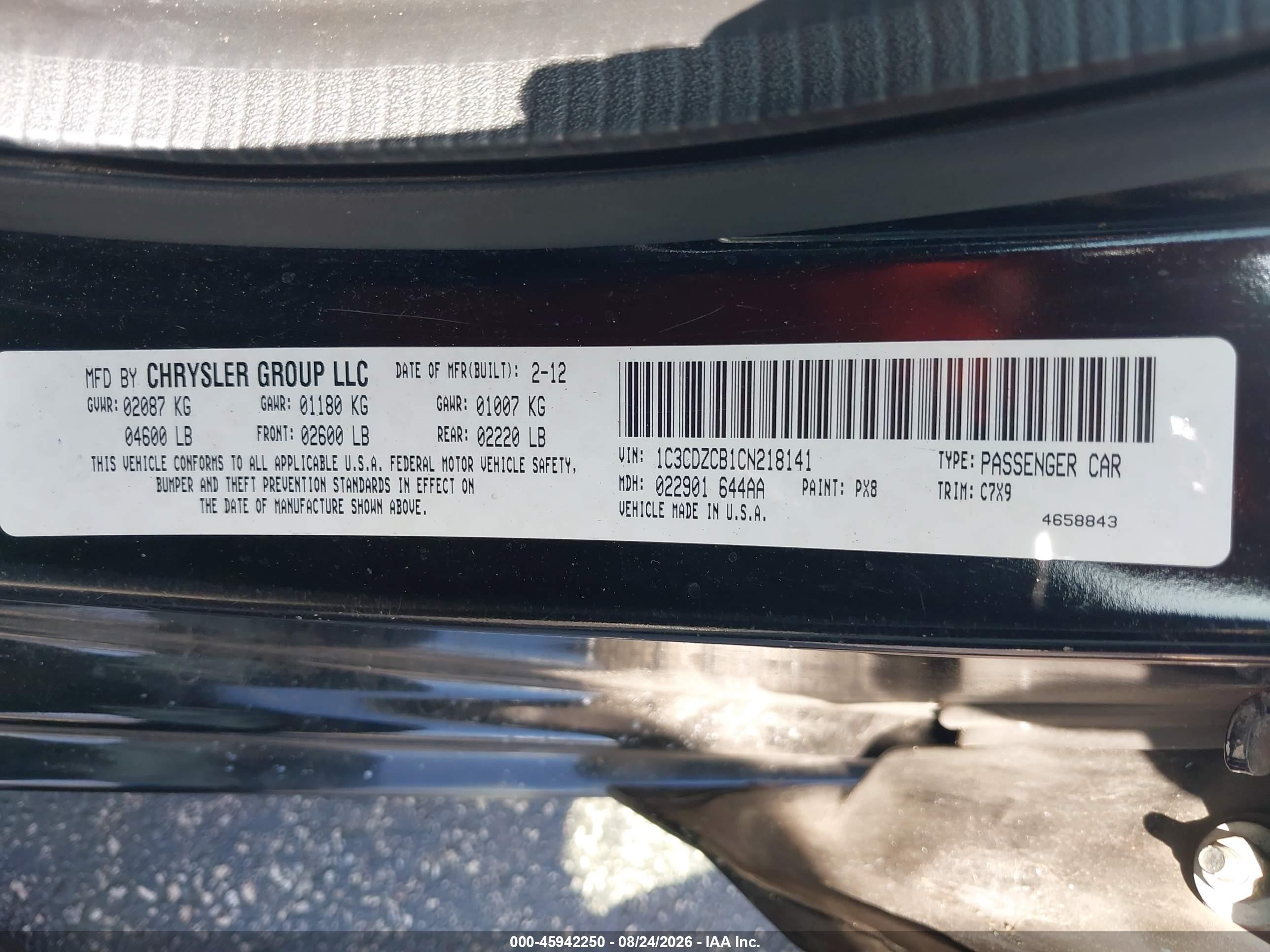 2012 Dodge Avenger Sxt Black vin: 1C3CDZCB1CN218141