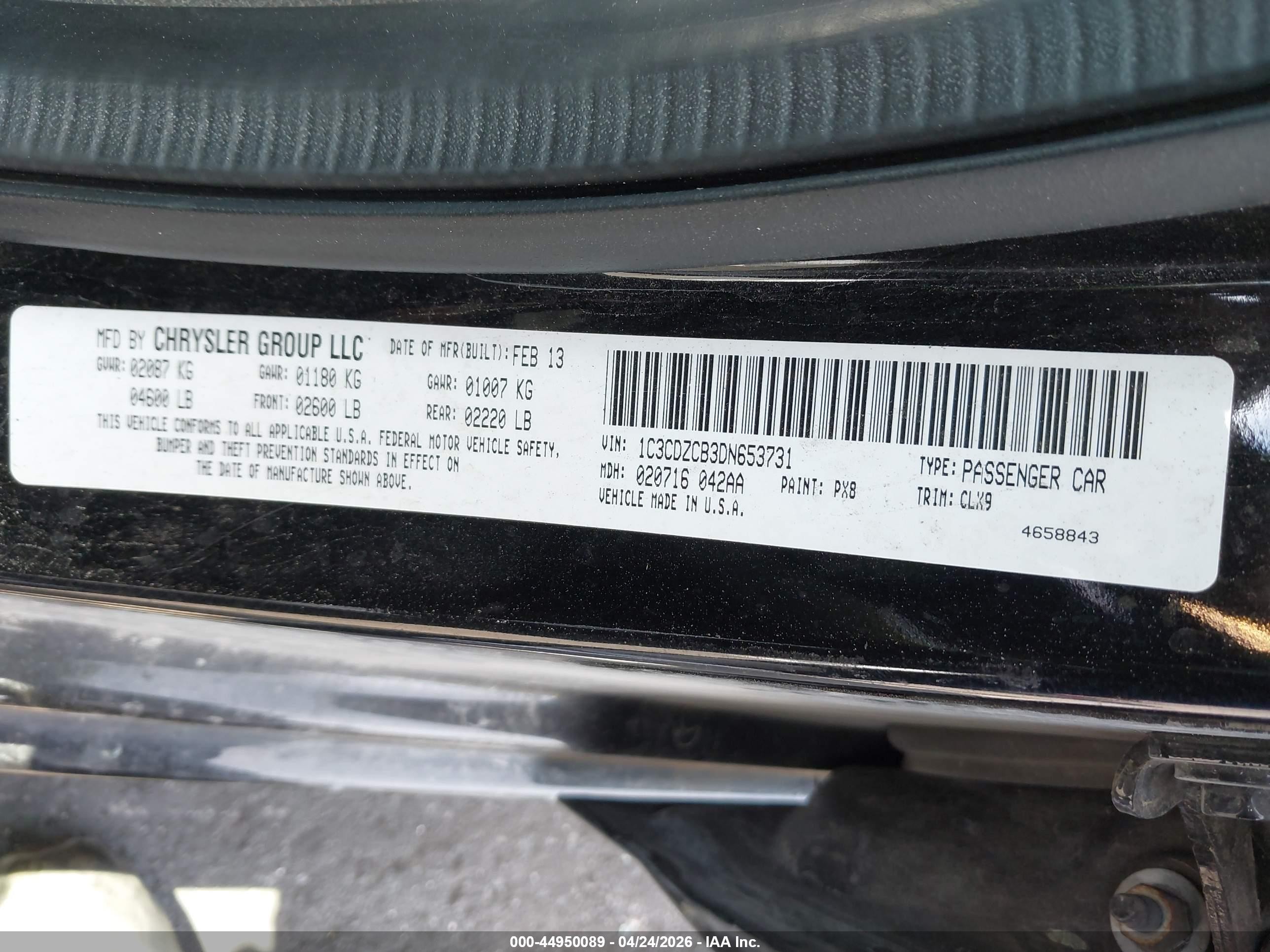 2013 Dodge Avenger Sxt Черный vin: 1C3CDZCB3DN653731