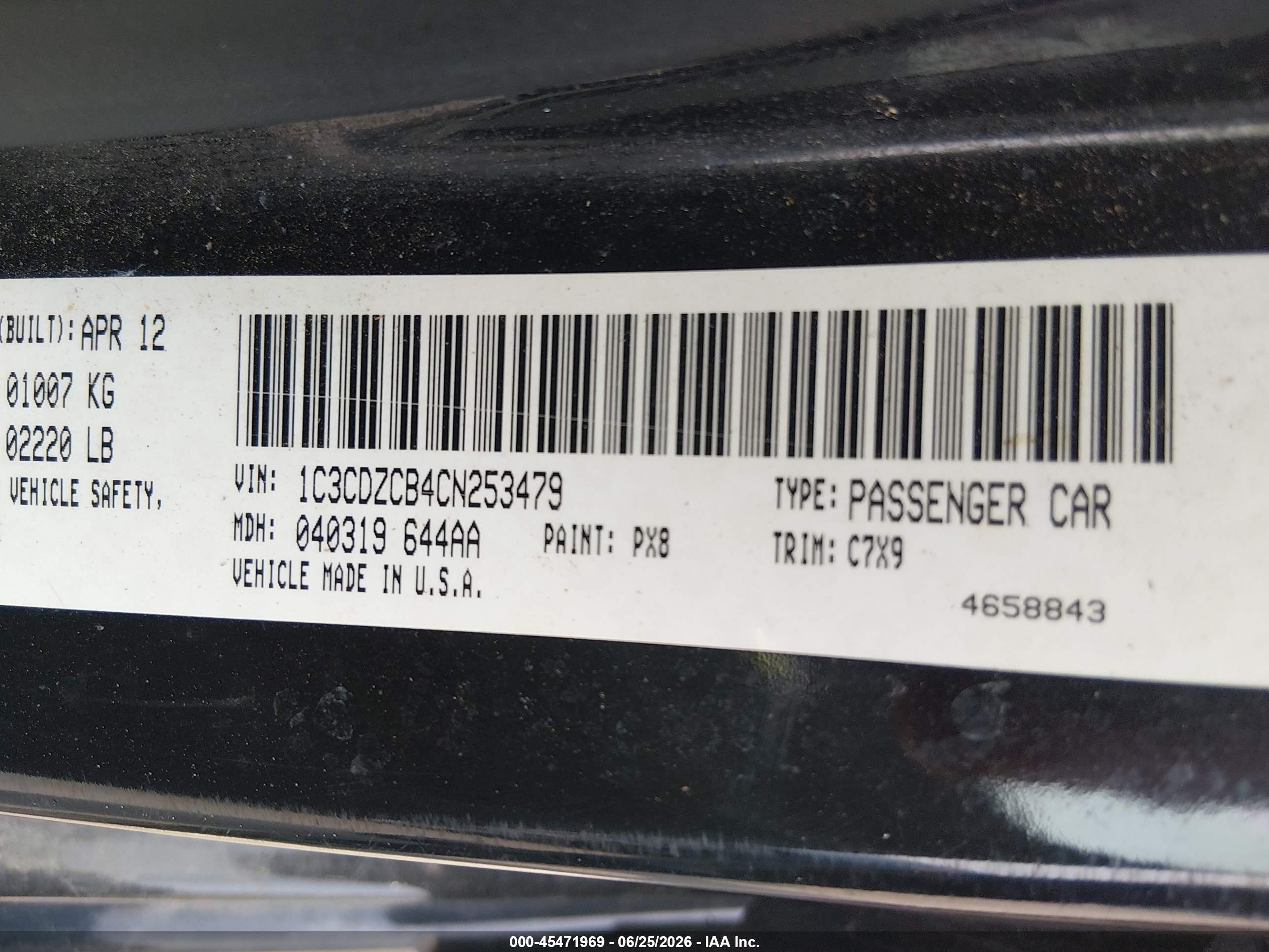 2012 Dodge Avenger Sxt Черный vin: 1C3CDZCB4CN253479