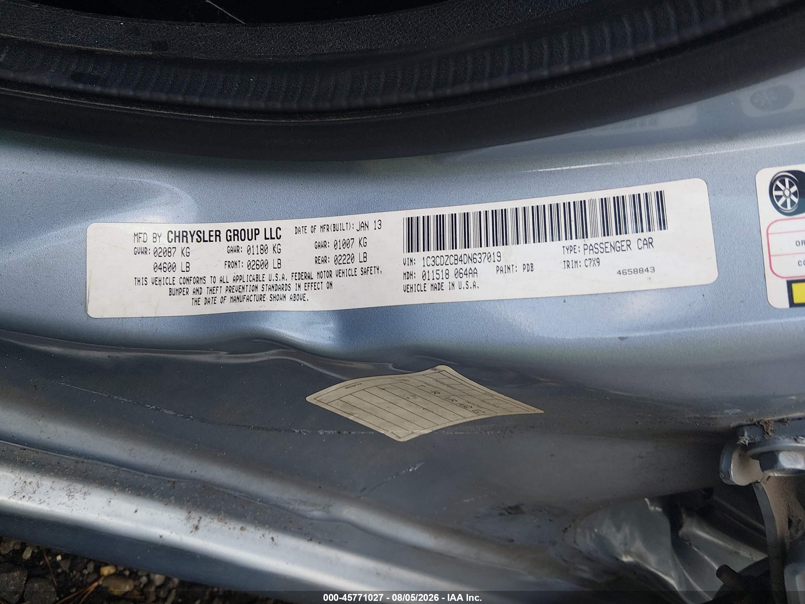 2013 Dodge Avenger Sxt Blue vin: 1C3CDZCB4DN637019