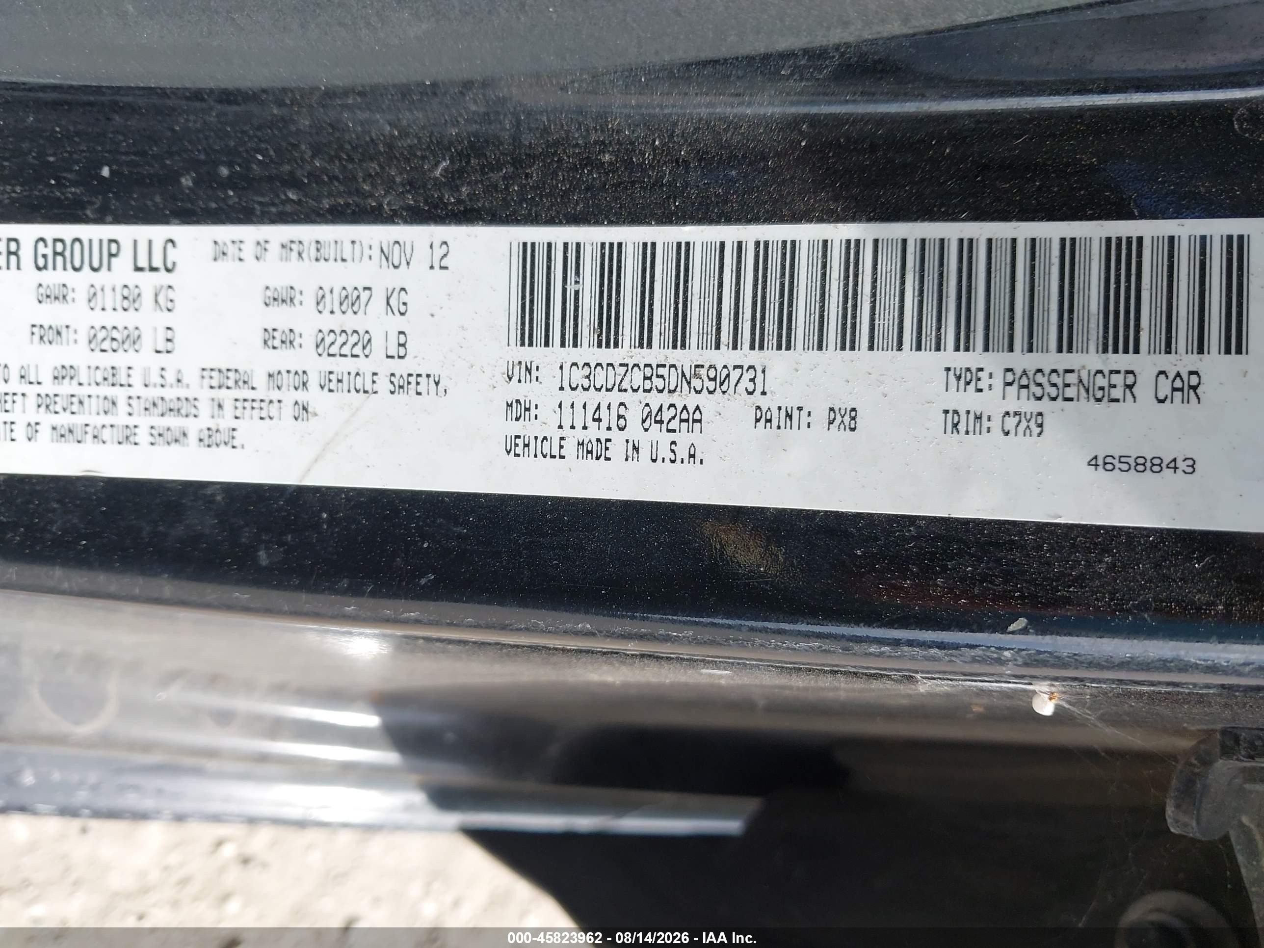 2013 Dodge Avenger Sxt Black vin: 1C3CDZCB5DN590731