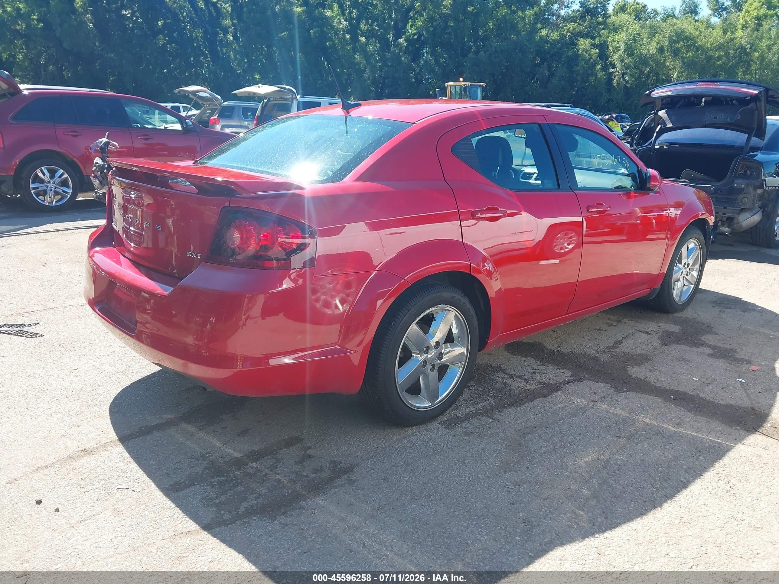 2012 Dodge Avenger Sxt Red vin: 1C3CDZCB6CN311849