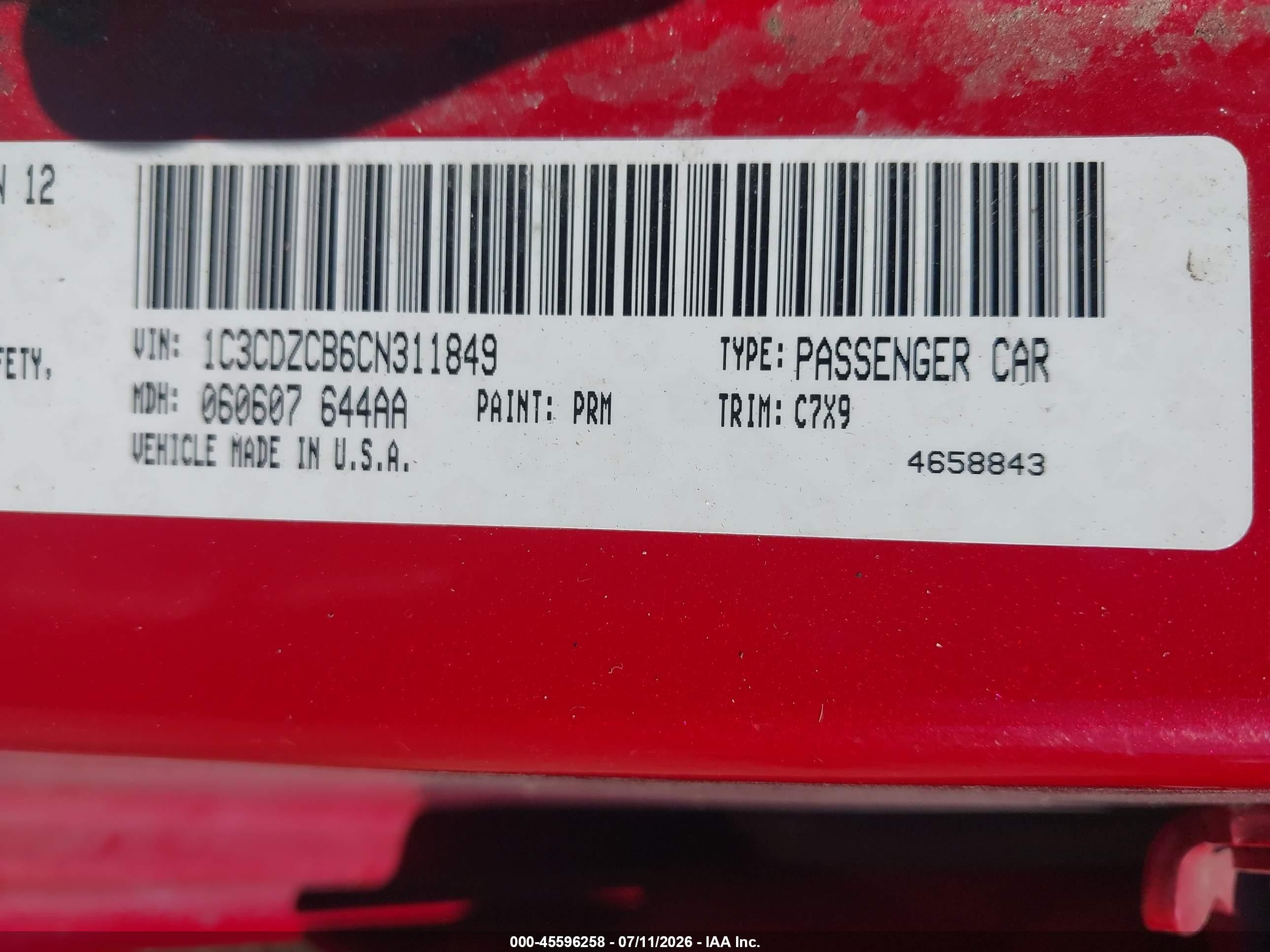 2012 Dodge Avenger Sxt Red vin: 1C3CDZCB6CN311849