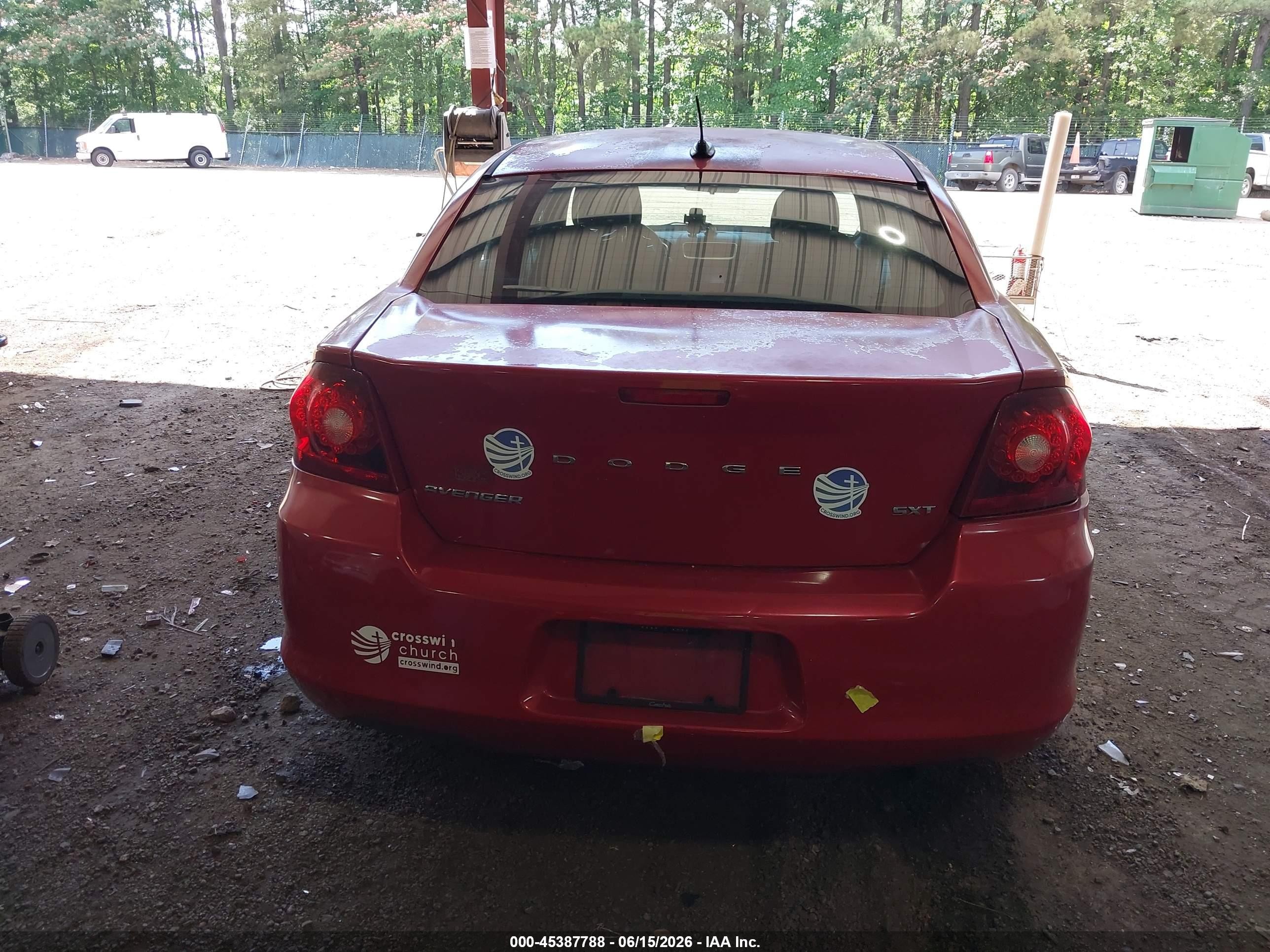 2013 Dodge Avenger Sxt Red vin: 1C3CDZCB6DN682236