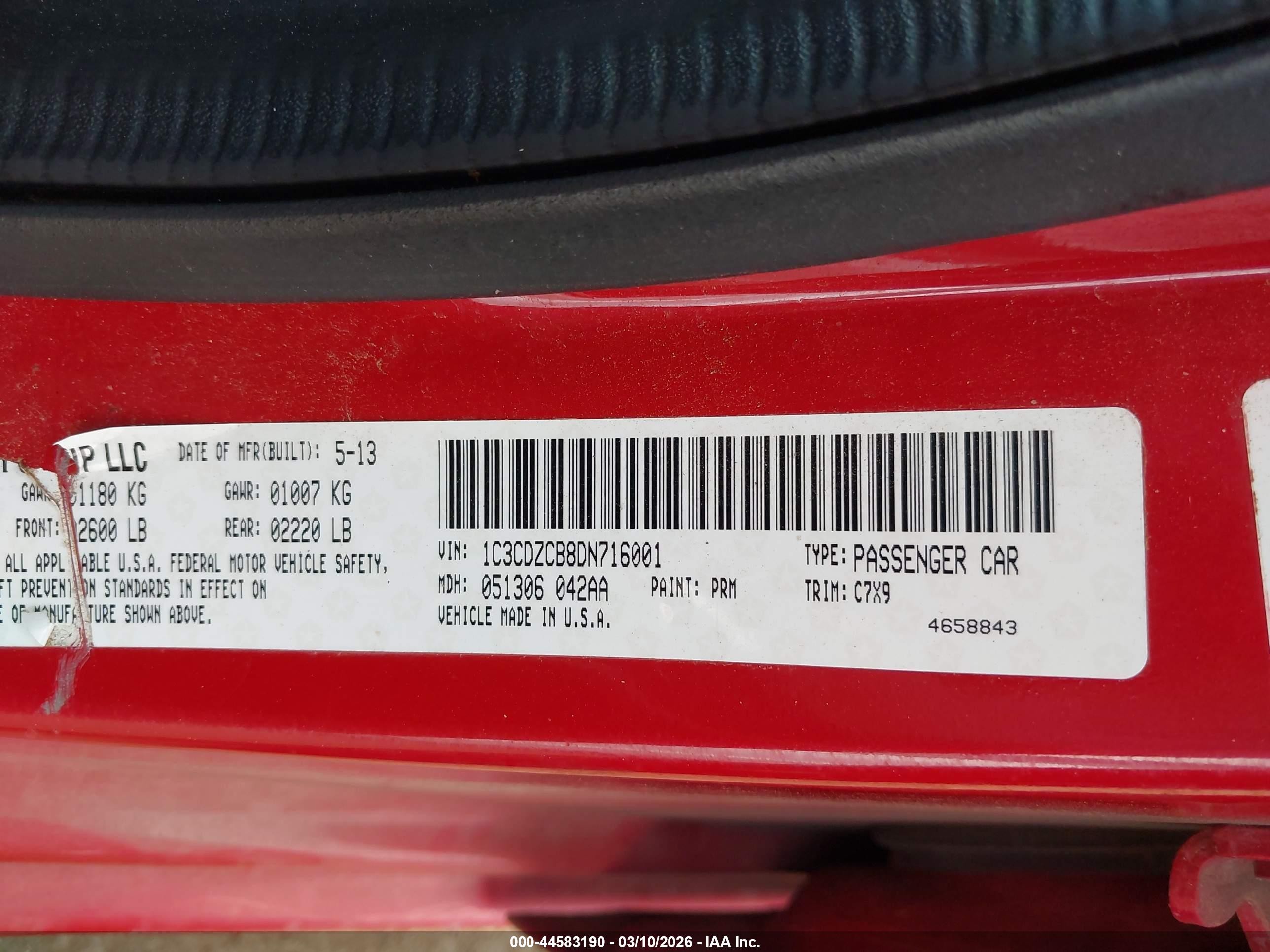 2013 Dodge Avenger Sxt Red vin: 1C3CDZCB8DN716001