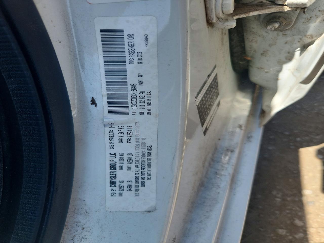 2012 Dodge Avenger Sxt White vin: 1C3CDZCB9CN196406