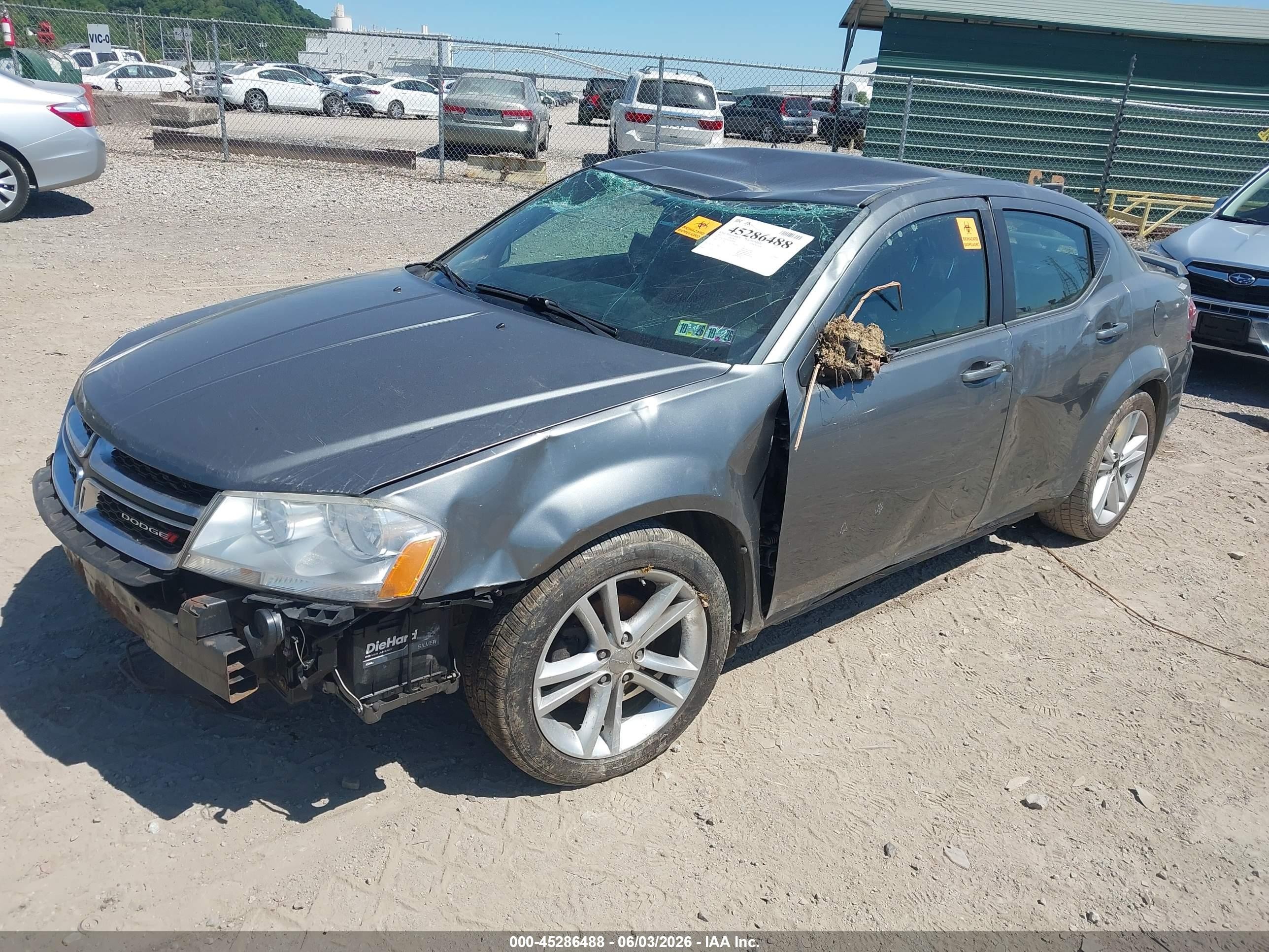 2012 Dodge Avenger Sxt Gray vin: 1C3CDZCBXCN200043