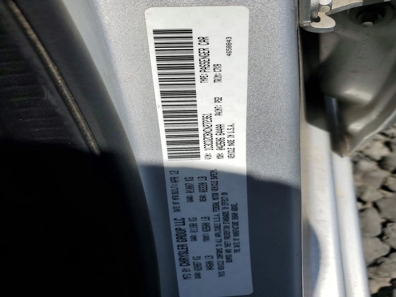 2012 Dodge Avenger Sxt Silver vin: 1C3CDZCBXCN272361