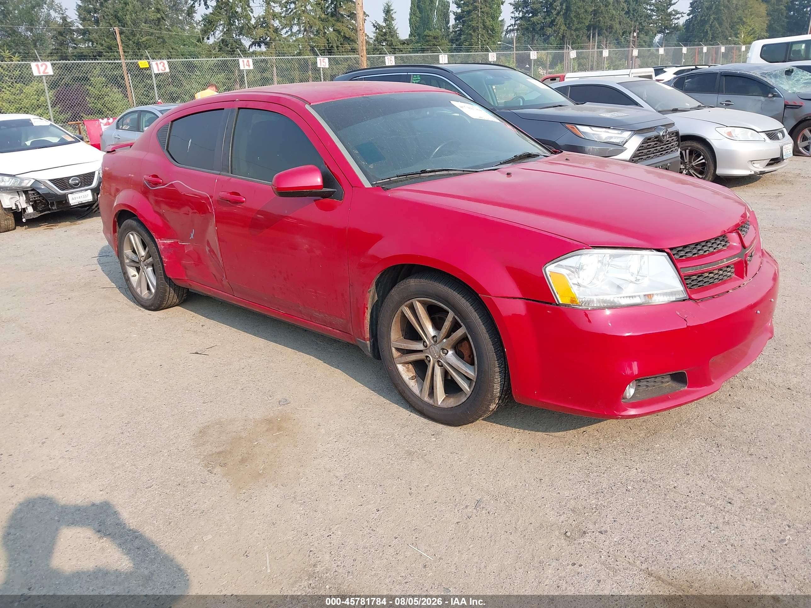 2014 Dodge Avenger Sxt Red vin: 1C3CDZCG1EN176259