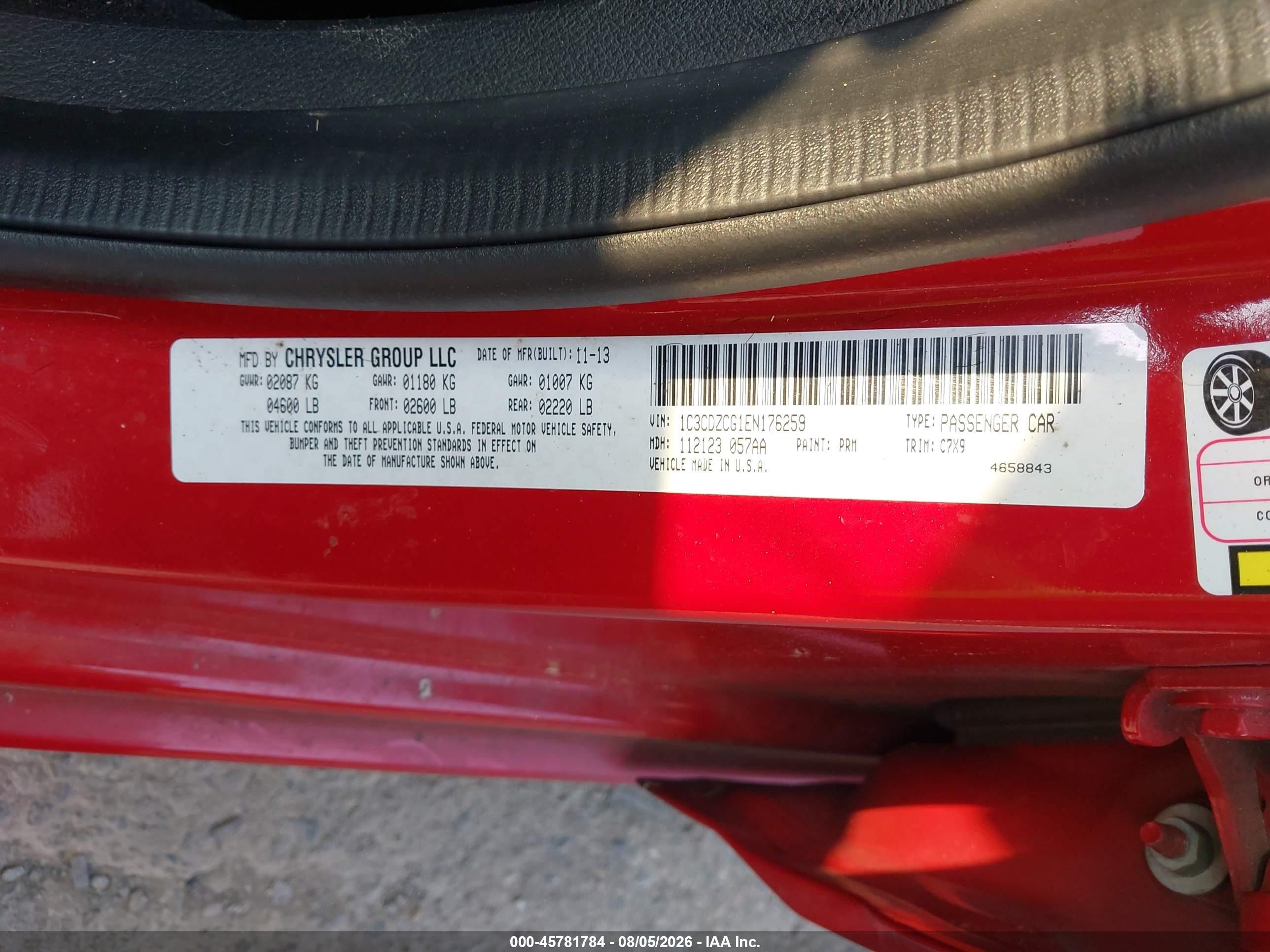 2014 Dodge Avenger Sxt Red vin: 1C3CDZCG1EN176259