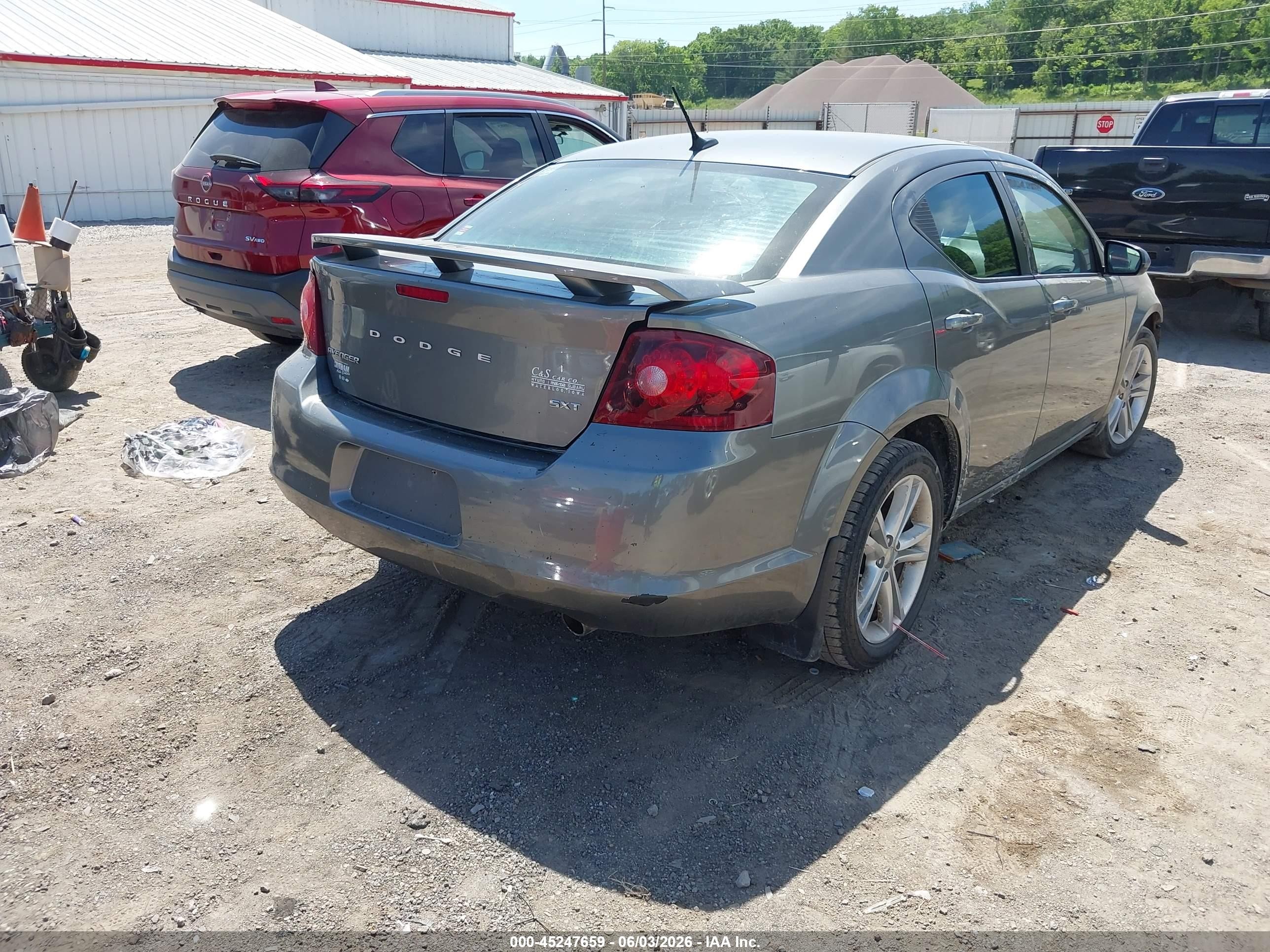 2013 Dodge Avenger Sxt Gray vin: 1C3CDZCG3DN751265