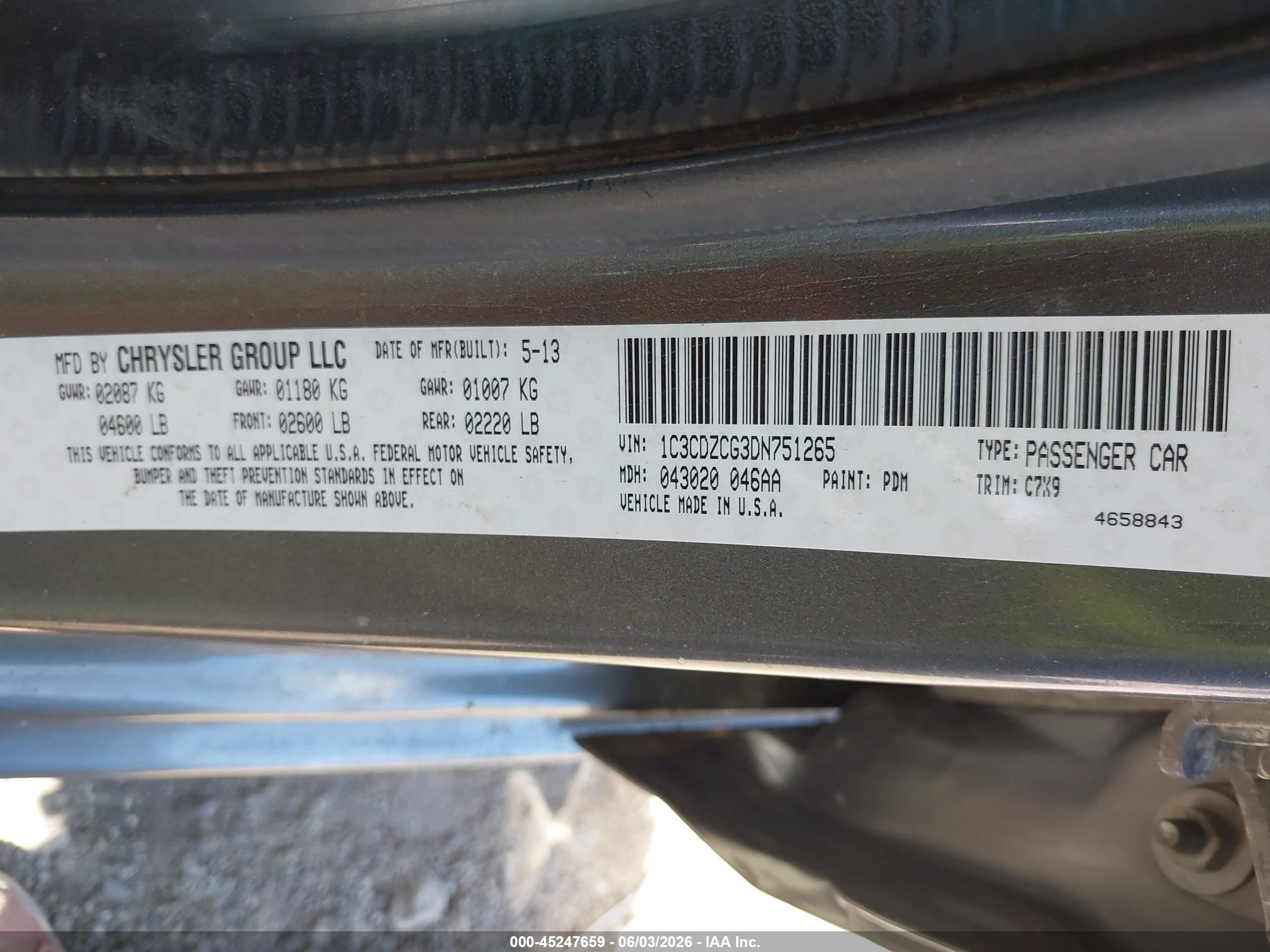 2013 Dodge Avenger Sxt Gray vin: 1C3CDZCG3DN751265