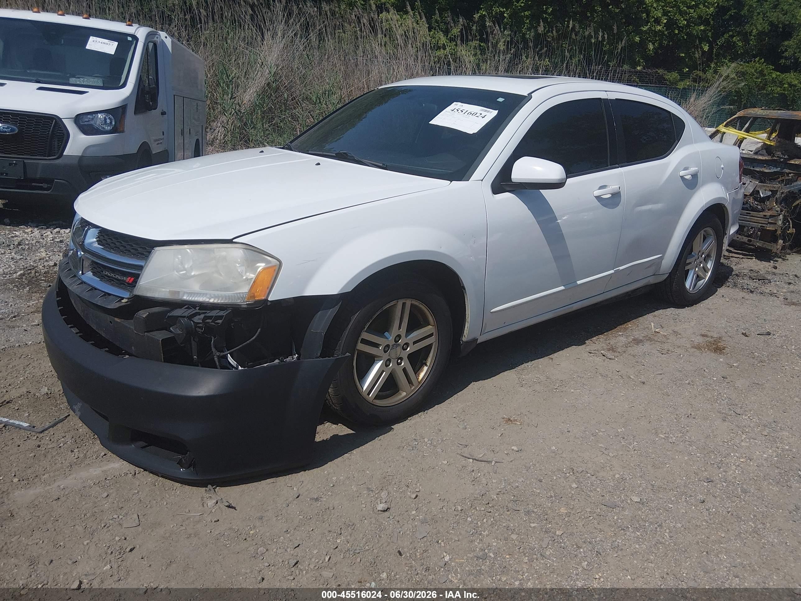 2013 Dodge Avenger Sxt White vin: 1C3CDZCG4DN663454