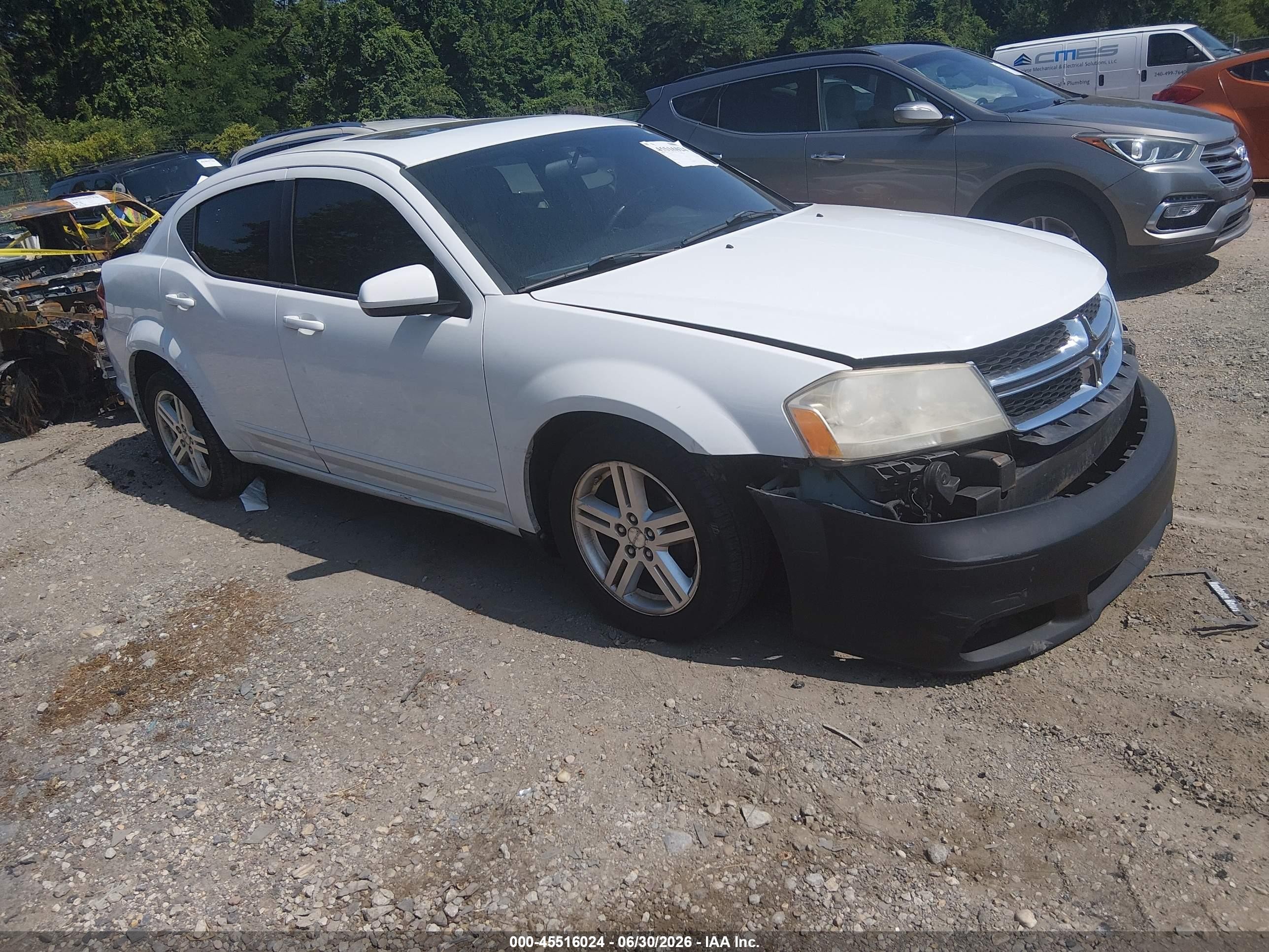 2013 Dodge Avenger Sxt White vin: 1C3CDZCG4DN663454