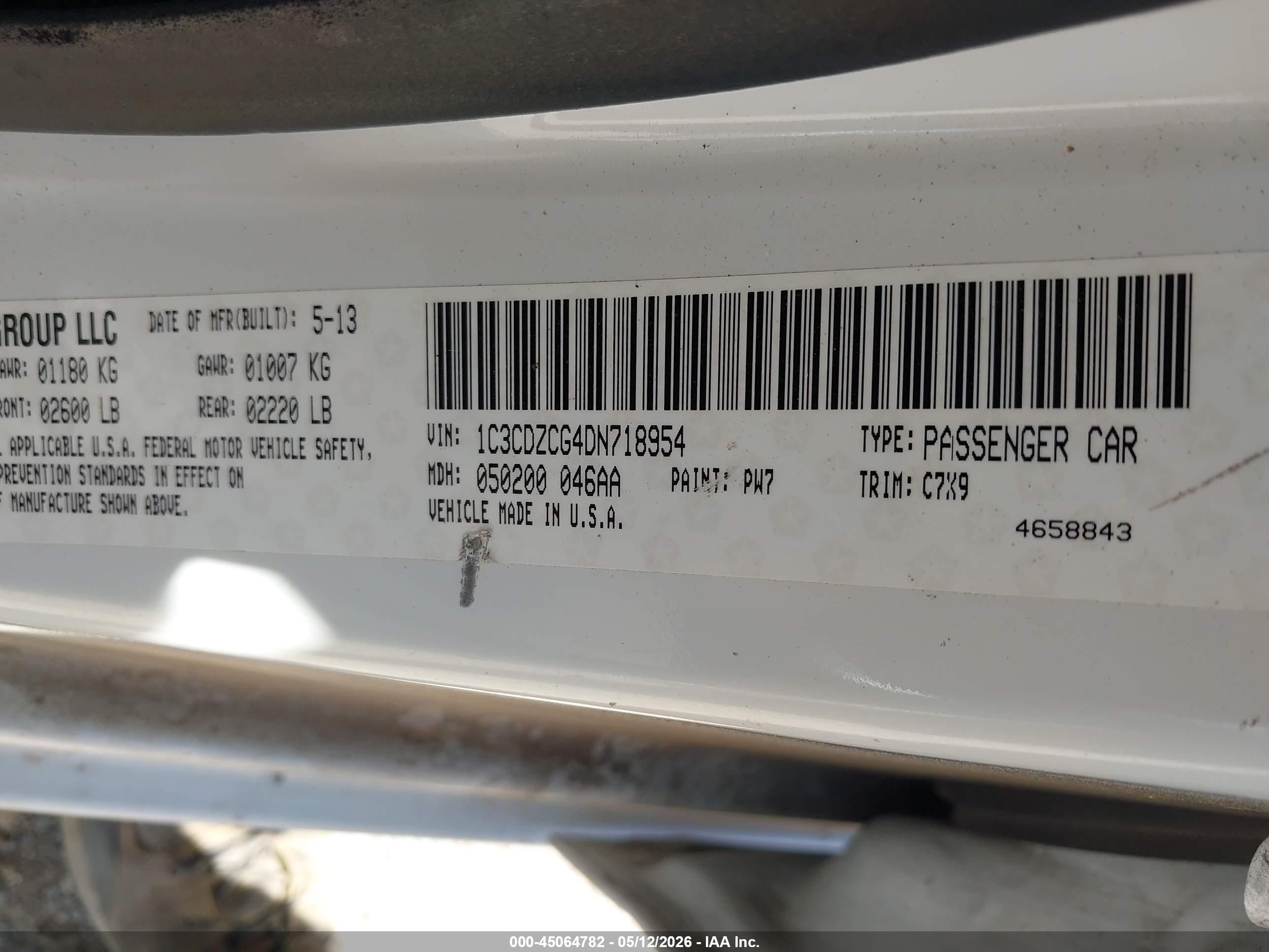 2013 Dodge Avenger Sxt White vin: 1C3CDZCG4DN718954