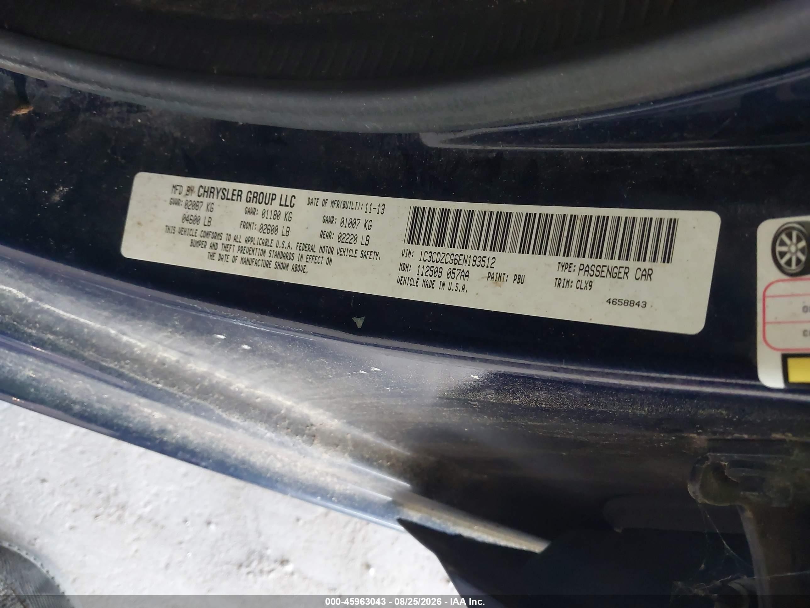 2014 Dodge Avenger Sxt Black vin: 1C3CDZCG6EN193512