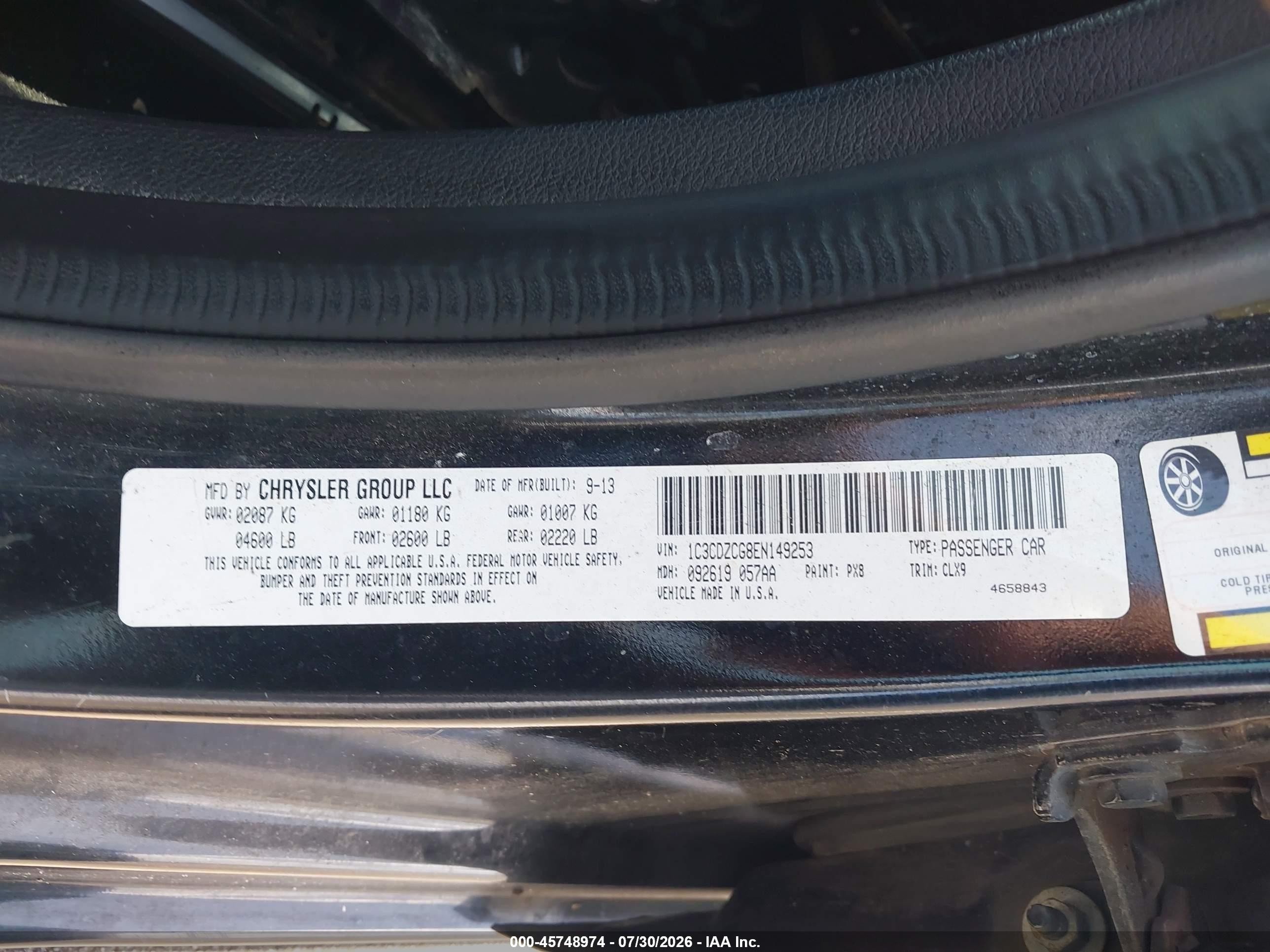 2014 Dodge Avenger Sxt Black vin: 1C3CDZCG8EN149253