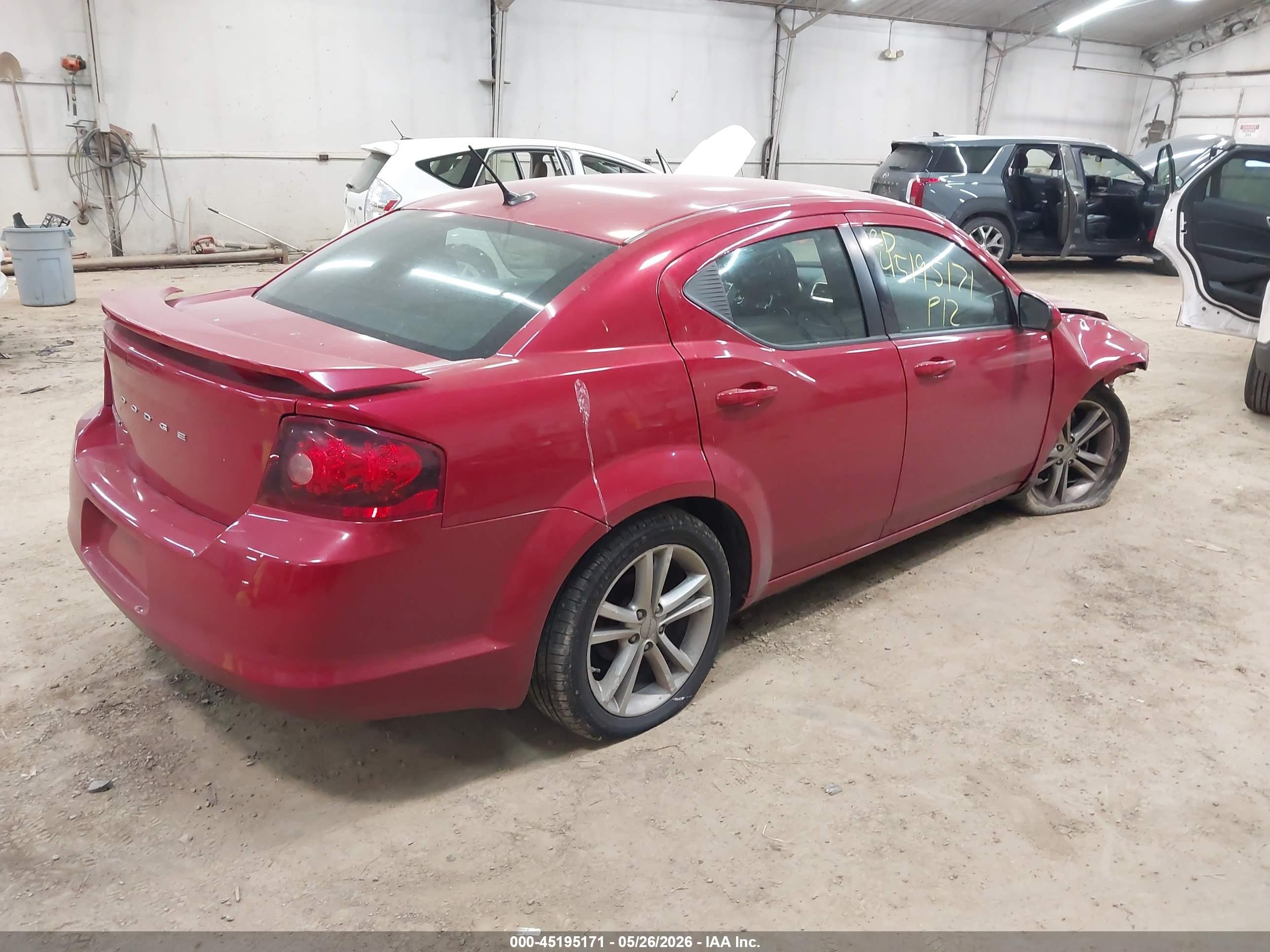 2012 Dodge Avenger Sxt Plus Red vin: 1C3CDZEG6CN142425