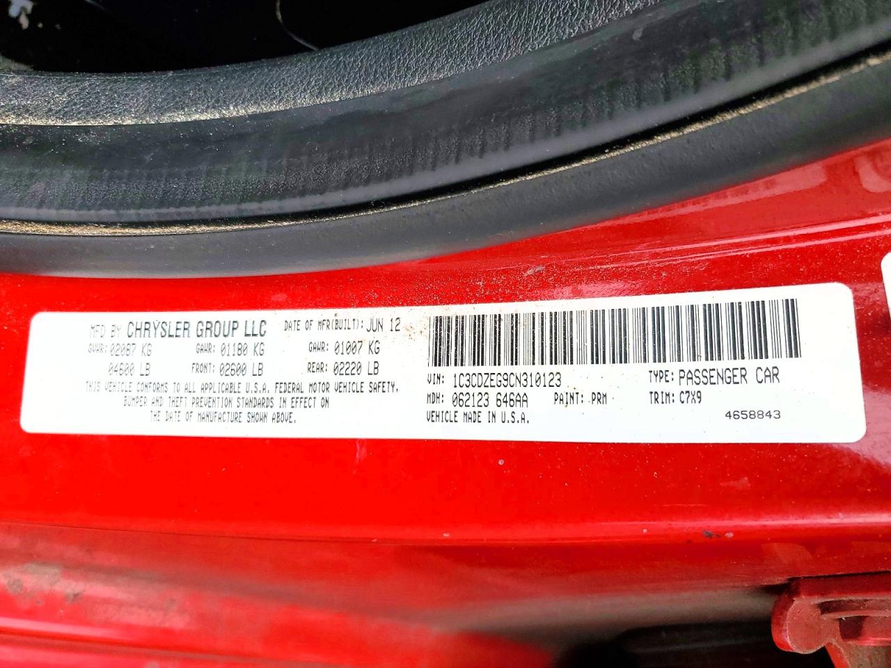 2012 Dodge Avenger Sxt Red vin: 1C3CDZEG9CN310123