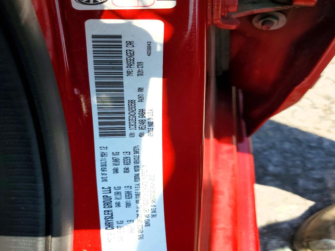 2012 Dodge Avenger Sxt Red vin: 1C3CDZEGXCN293588
