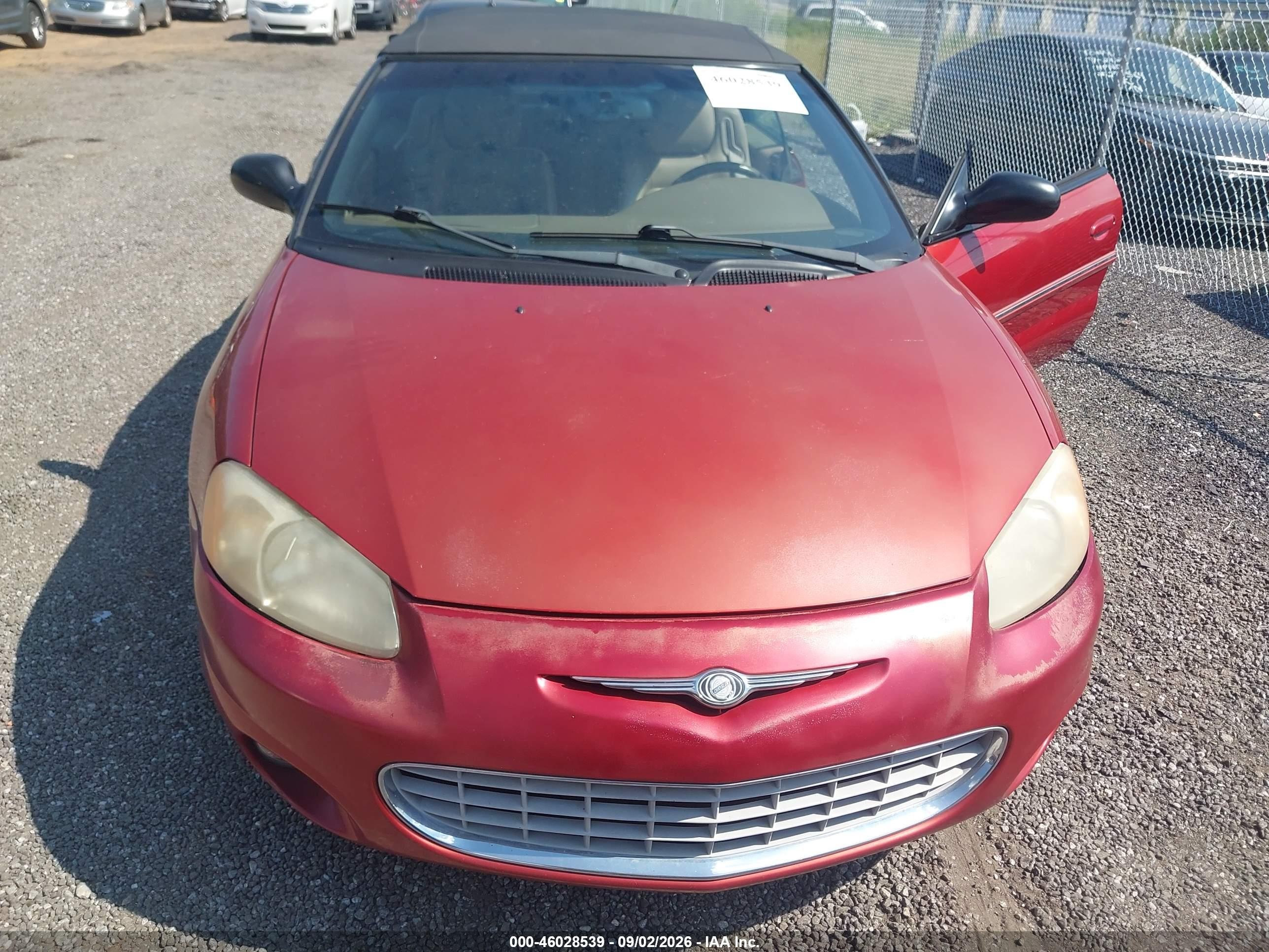 2002 Chrysler Sebring Lxi Красный vin: 1C3EL55R12N235843