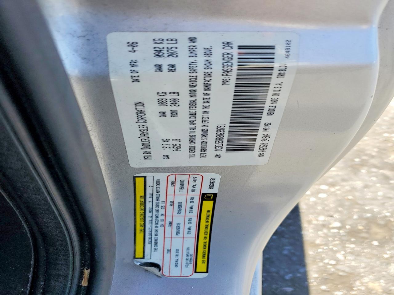 2006 Chrysler Sebring Touring Gray vin: 1C3EL55R86N239751