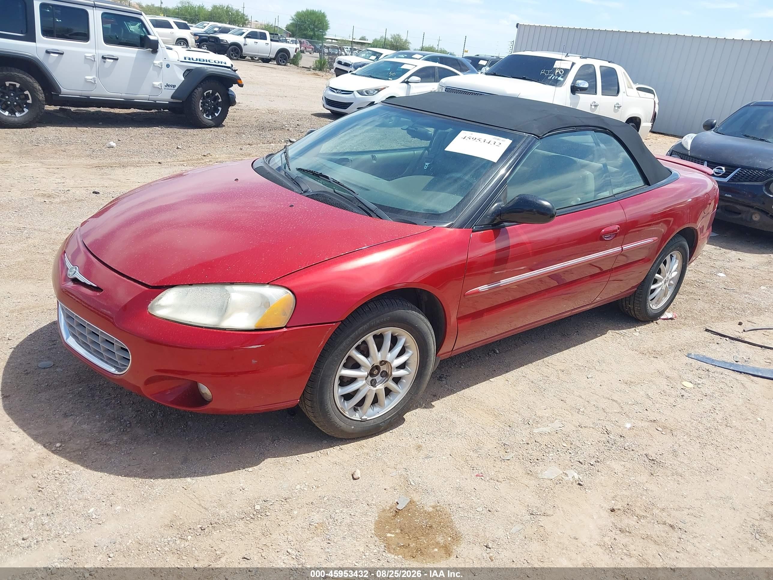 2002 Chrysler Sebring Lxi Red vin: 1C3EL55RX2N284216