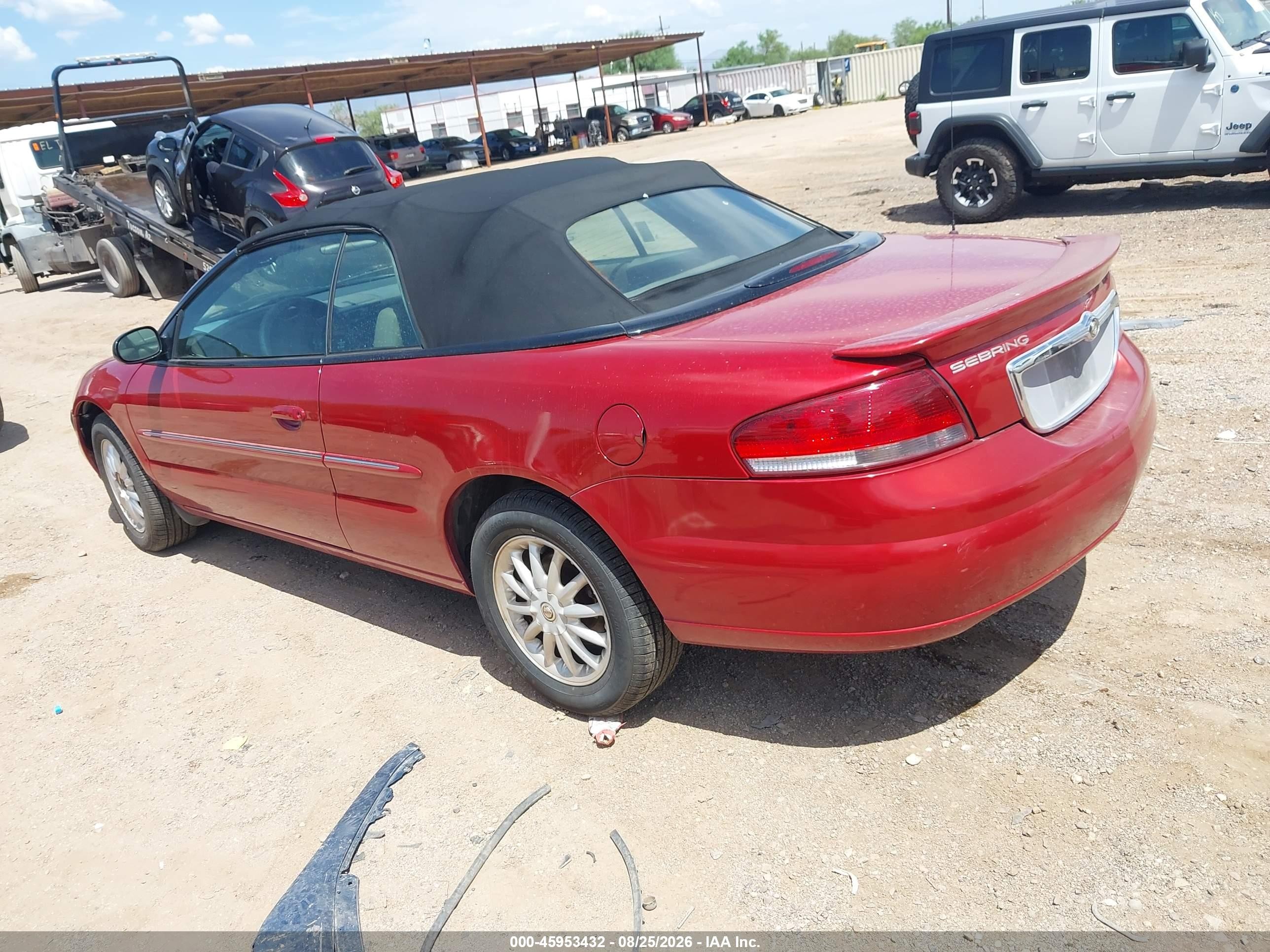 2002 Chrysler Sebring Lxi Red vin: 1C3EL55RX2N284216