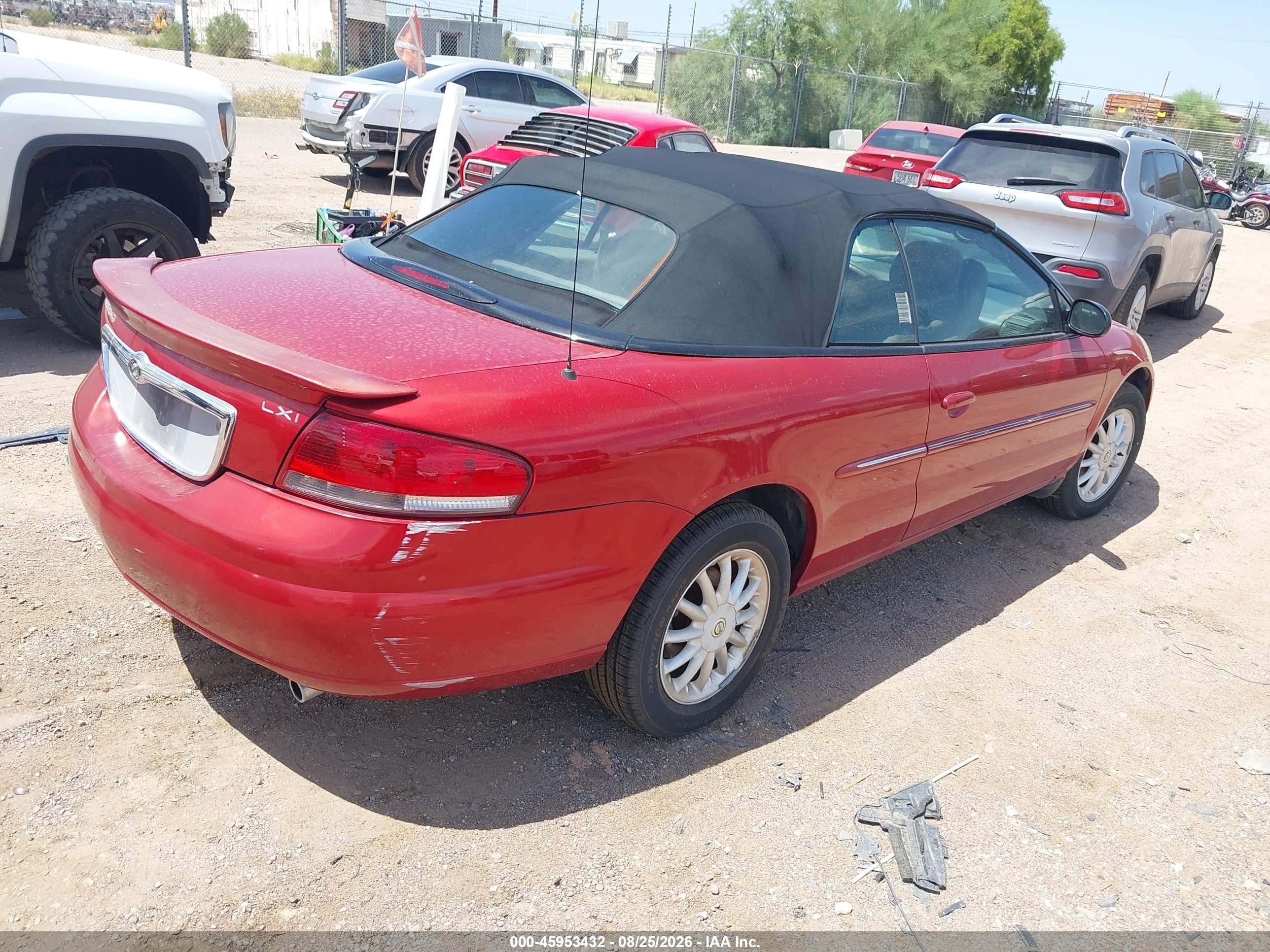 2002 Chrysler Sebring Lxi Red vin: 1C3EL55RX2N284216