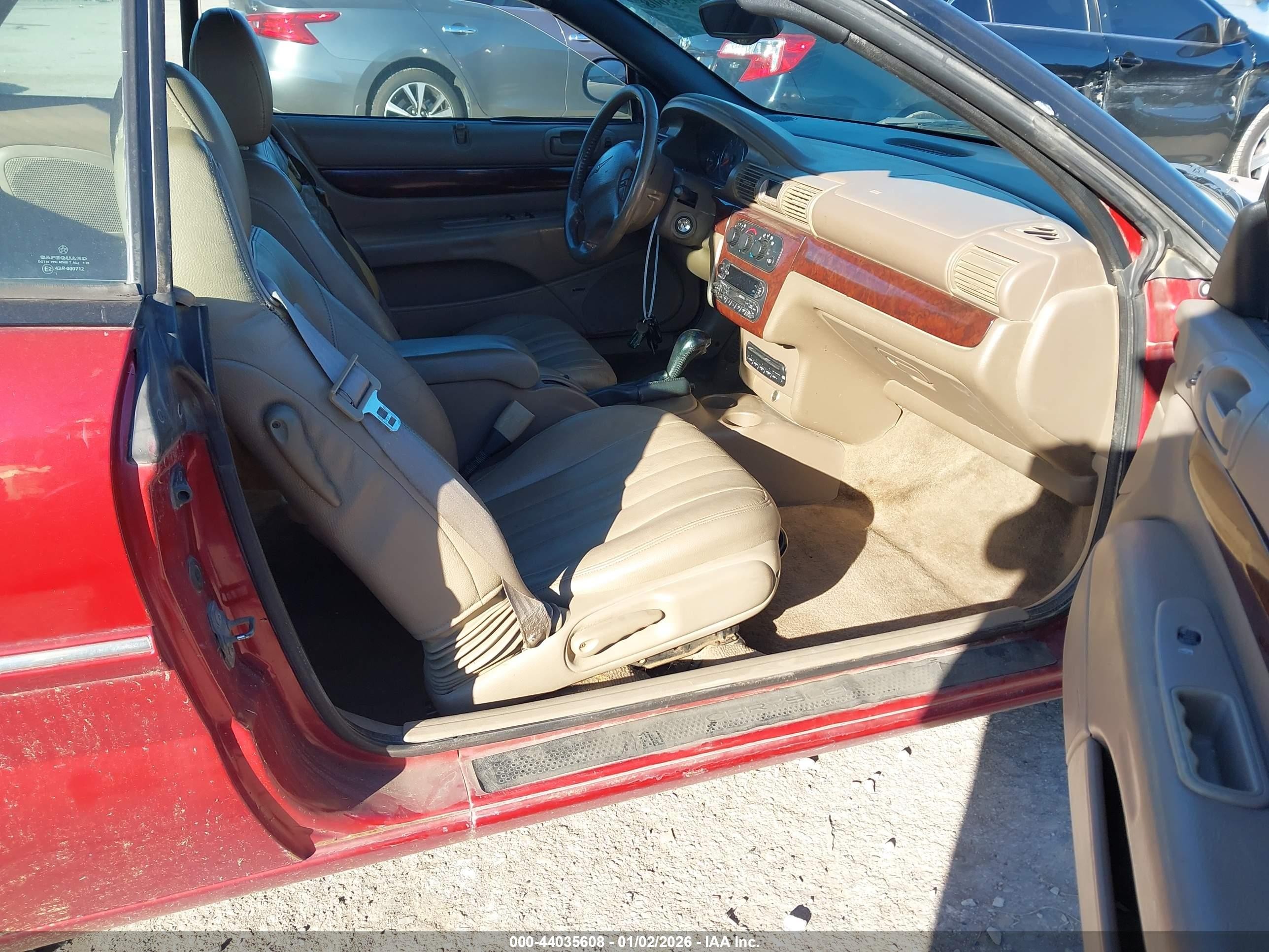 2001 Chrysler Sebring Lxi Красный vin: 1C3EL55U51N606070