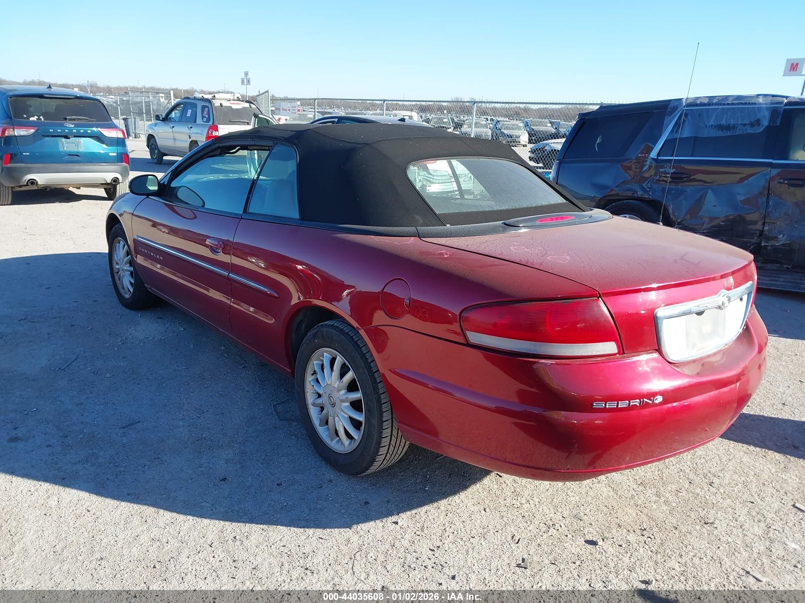 2001 Chrysler Sebring Lxi Красный vin: 1C3EL55U51N606070