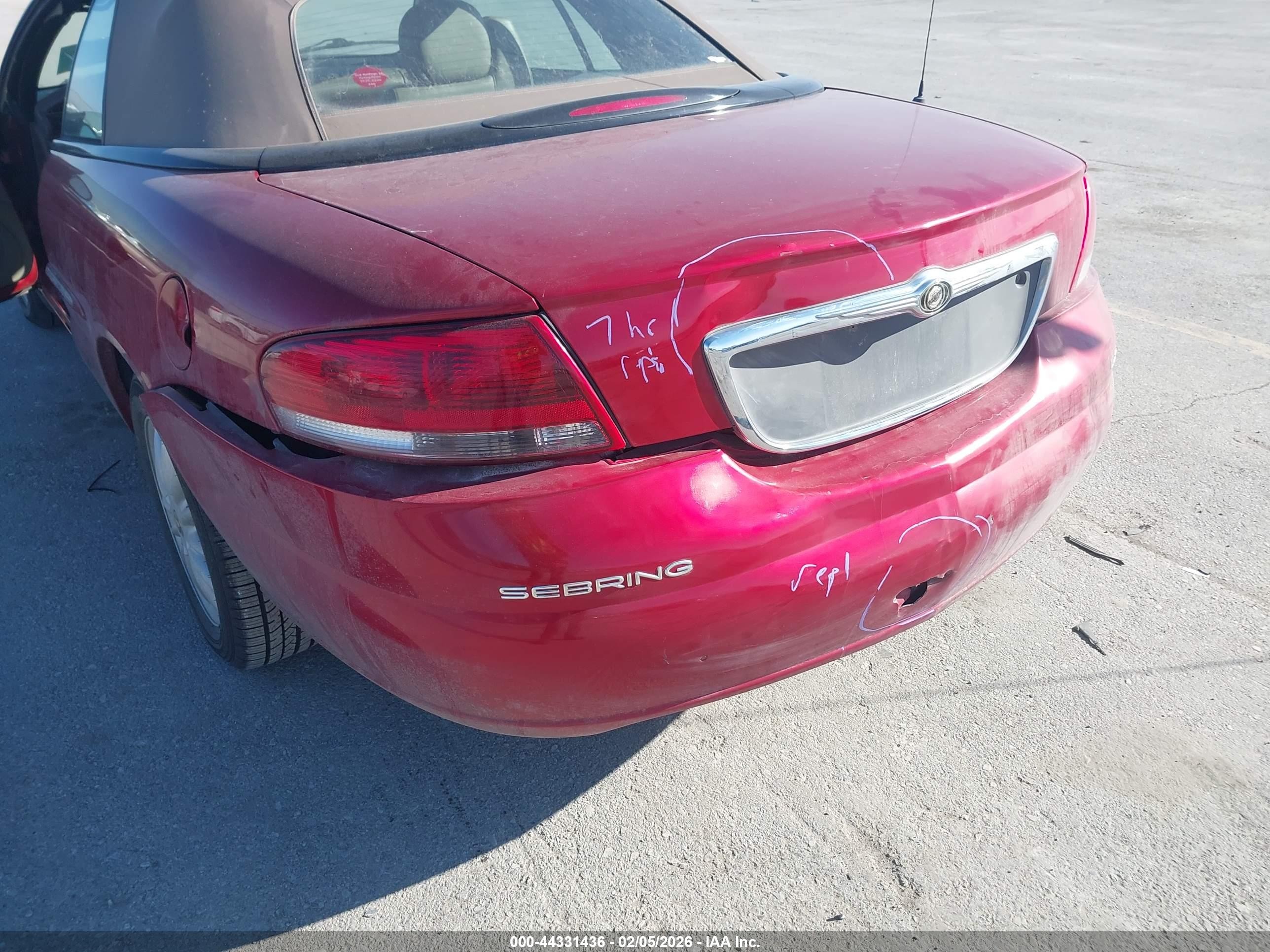 2001 Chrysler Sebring Lxi Red vin: 1C3EL55U61N641099