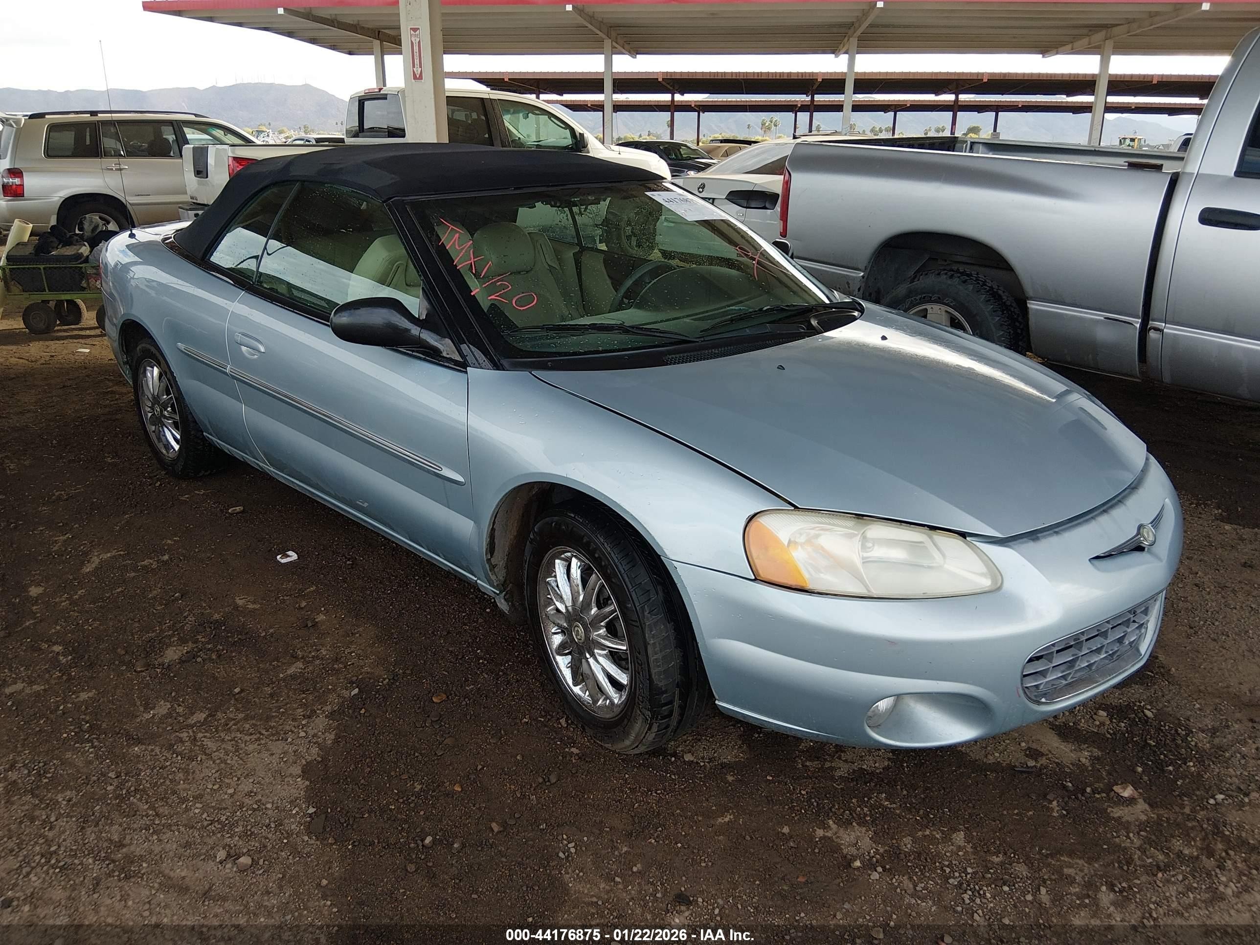 2002 Chrysler Sebring Limited Blue vin: 1C3EL65R72N101506