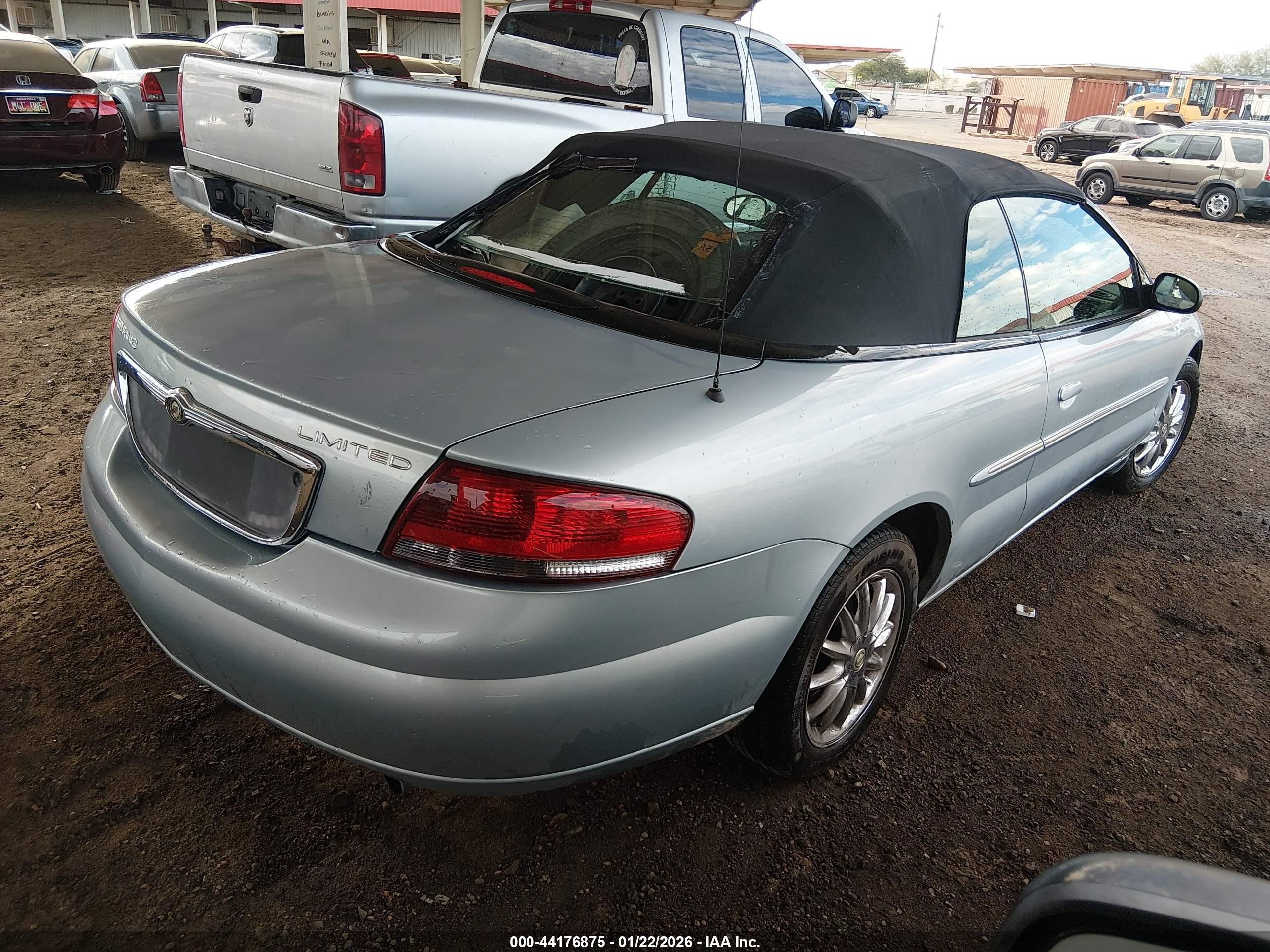 2002 Chrysler Sebring Limited Blue vin: 1C3EL65R72N101506