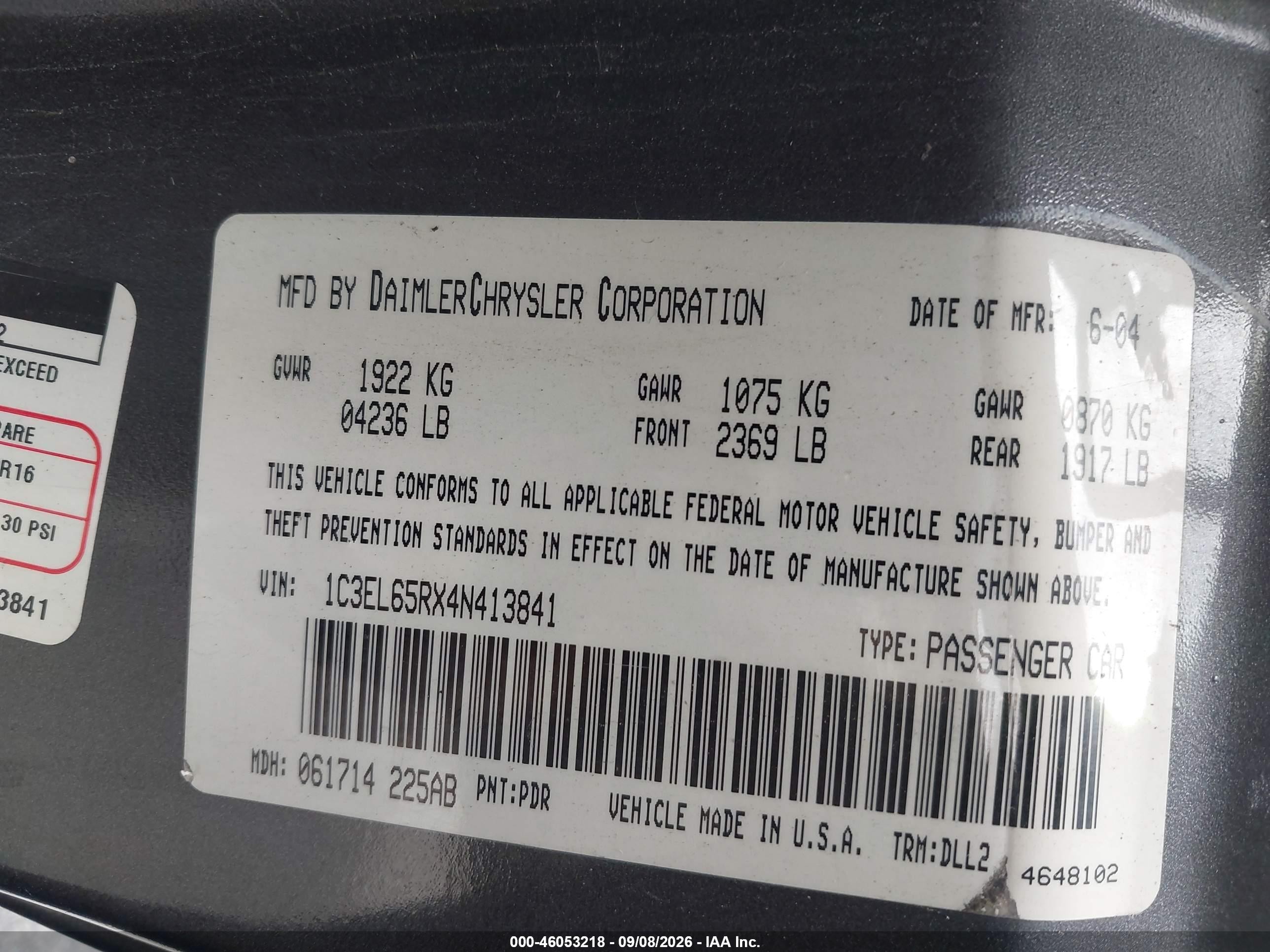 2004 Chrysler Sebring Limited Gray vin: 1C3EL65RX4N413841