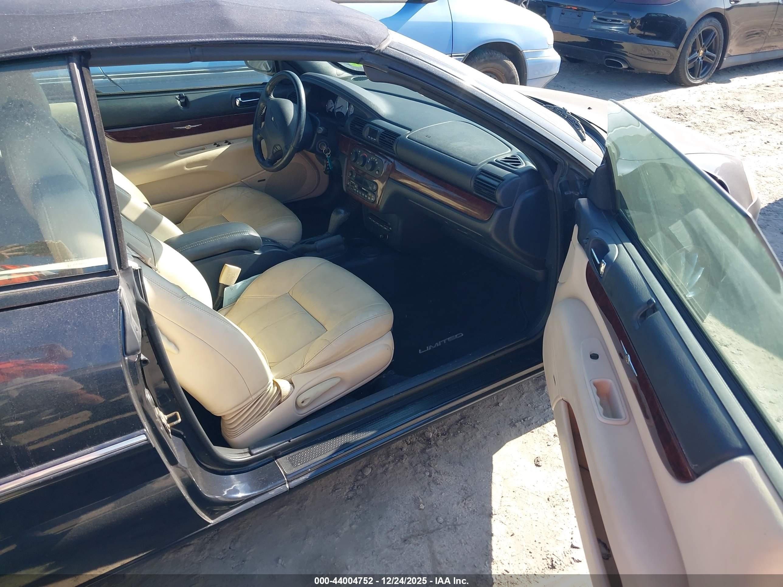 2001 Chrysler Sebring Limited Black vin: 1C3EL65U41N663835