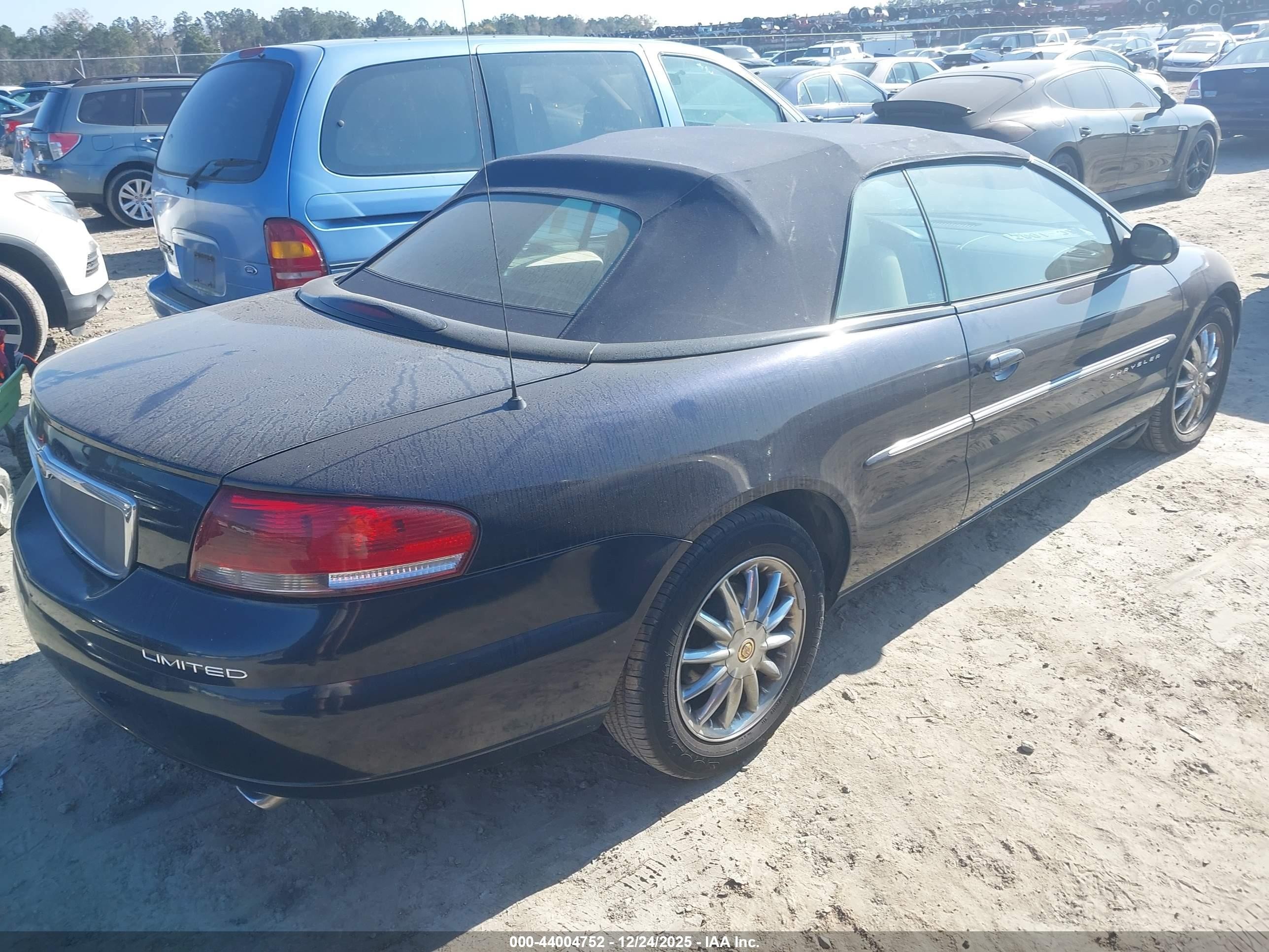 2001 Chrysler Sebring Limited Black vin: 1C3EL65U41N663835