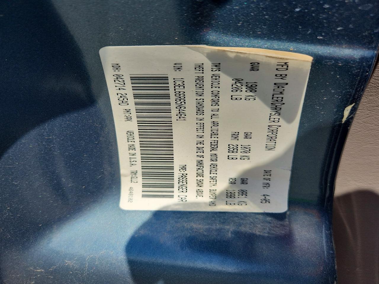 2005 Chrysler Sebring Limited Gray vin: 1C3EL66R65N644641