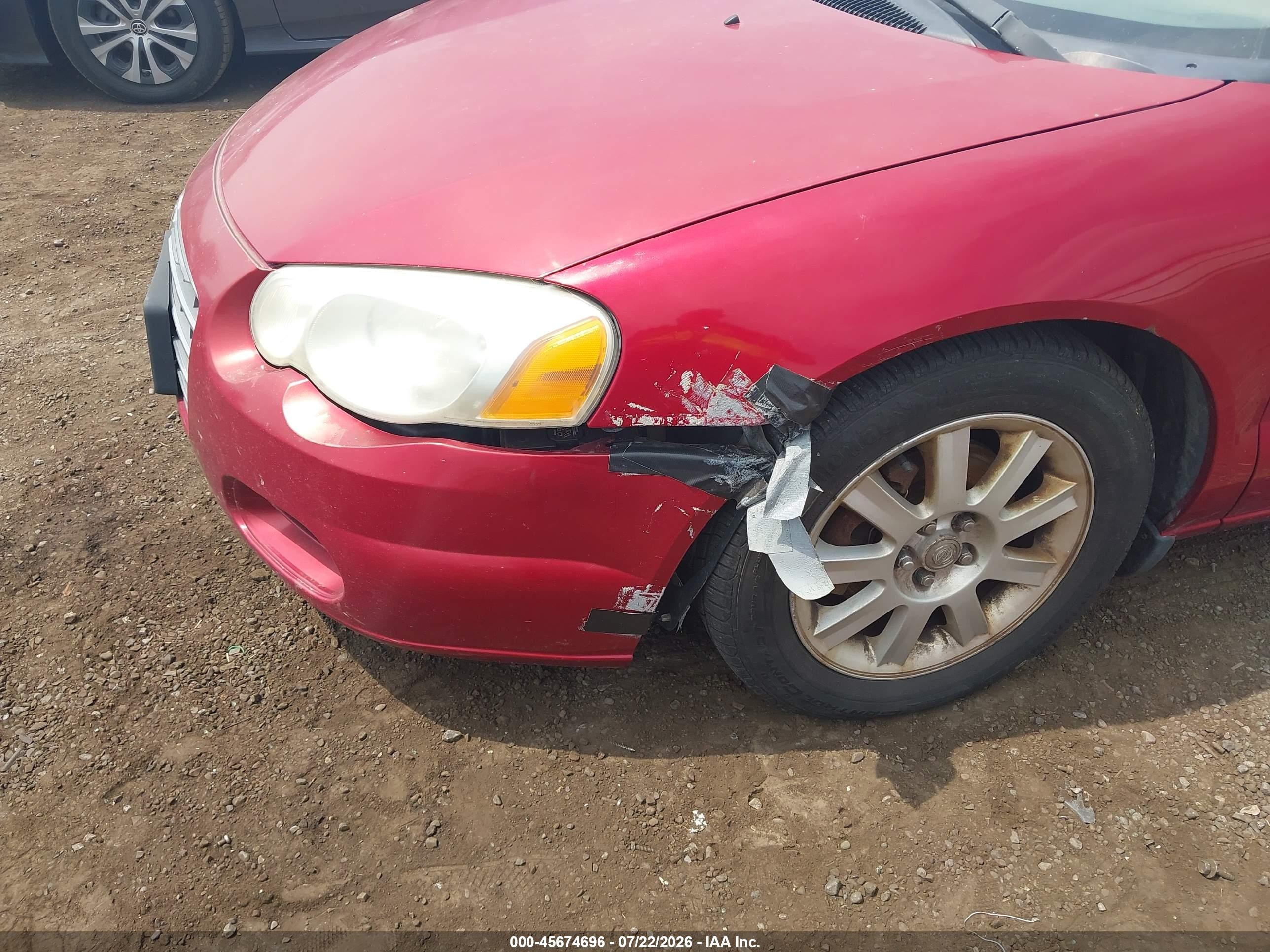2004 Chrysler Sebring Gtc Red vin: 1C3EL75R54N322787