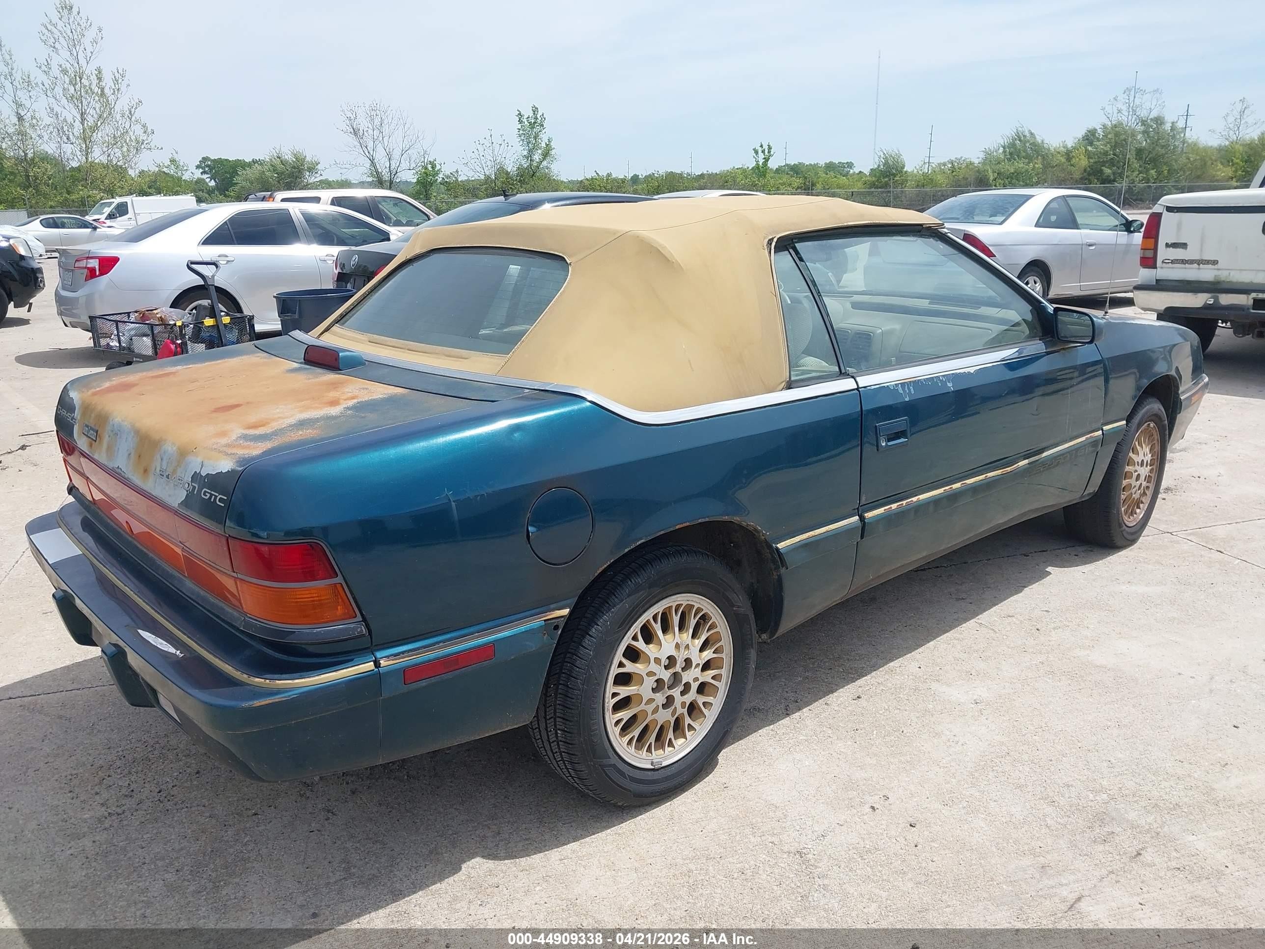 1995 Chrysler Lebaron Gtc Gray vin: 1C3EU4535SF678252