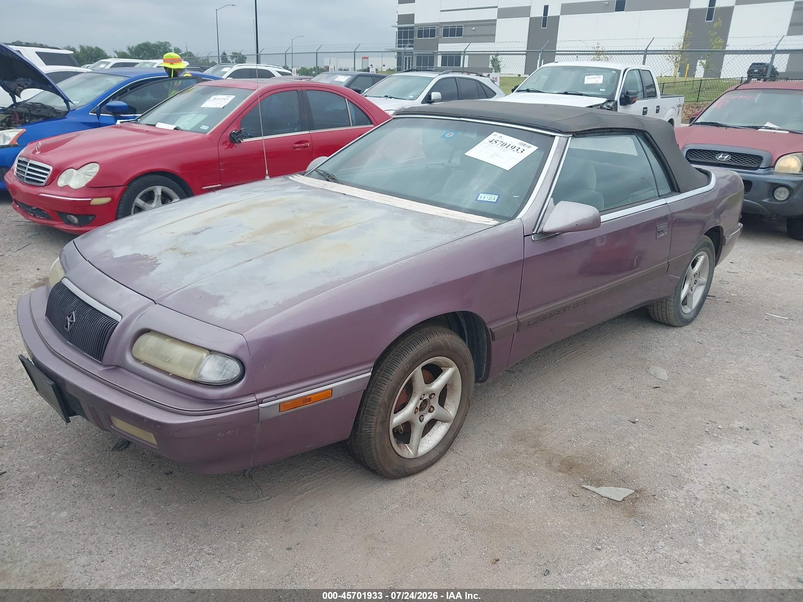 1995 Chrysler Lebaron Gtc Фиолетовый vin: 1C3EU4537SF553155