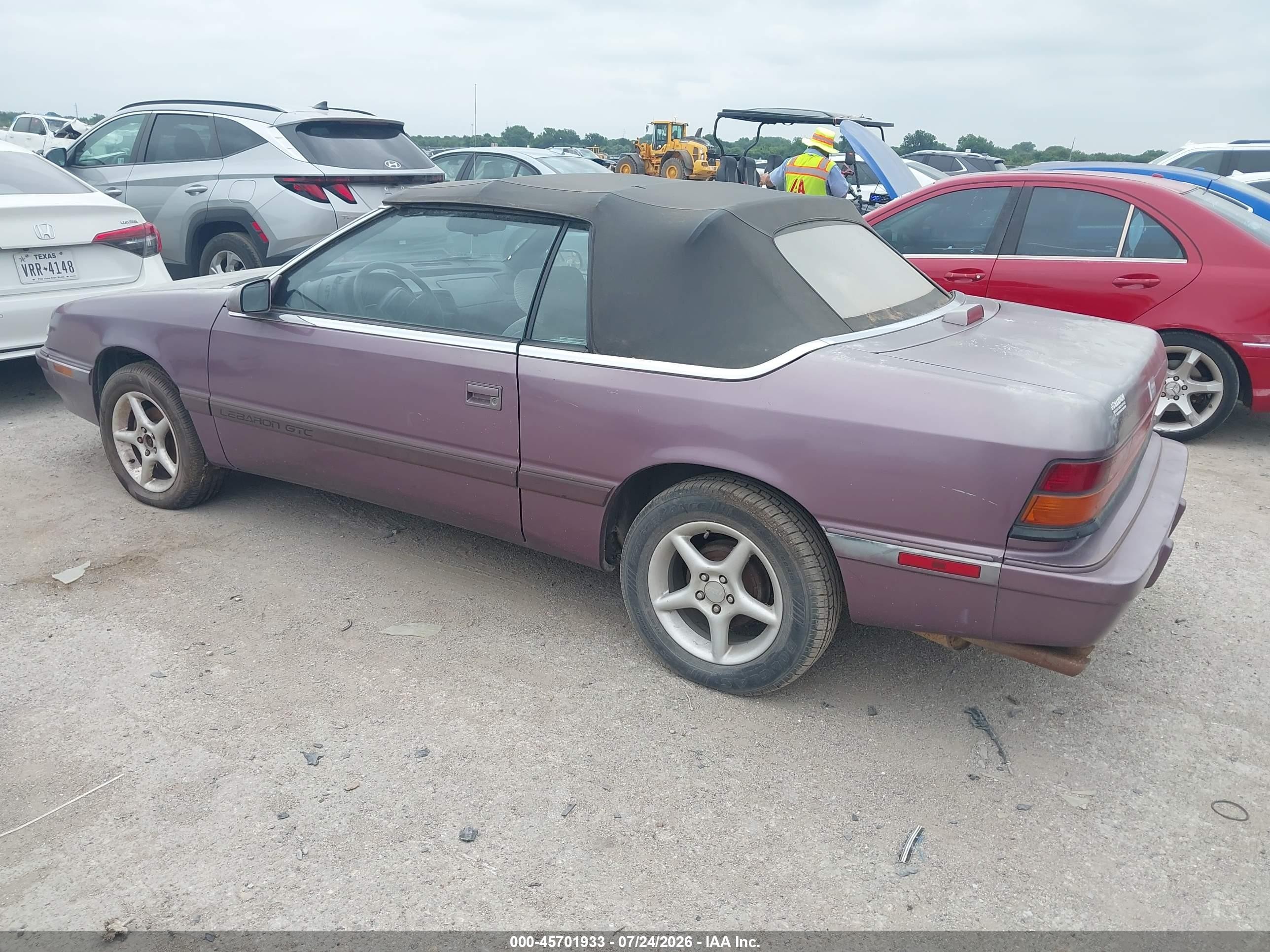 1995 Chrysler Lebaron Gtc Фиолетовый vin: 1C3EU4537SF553155