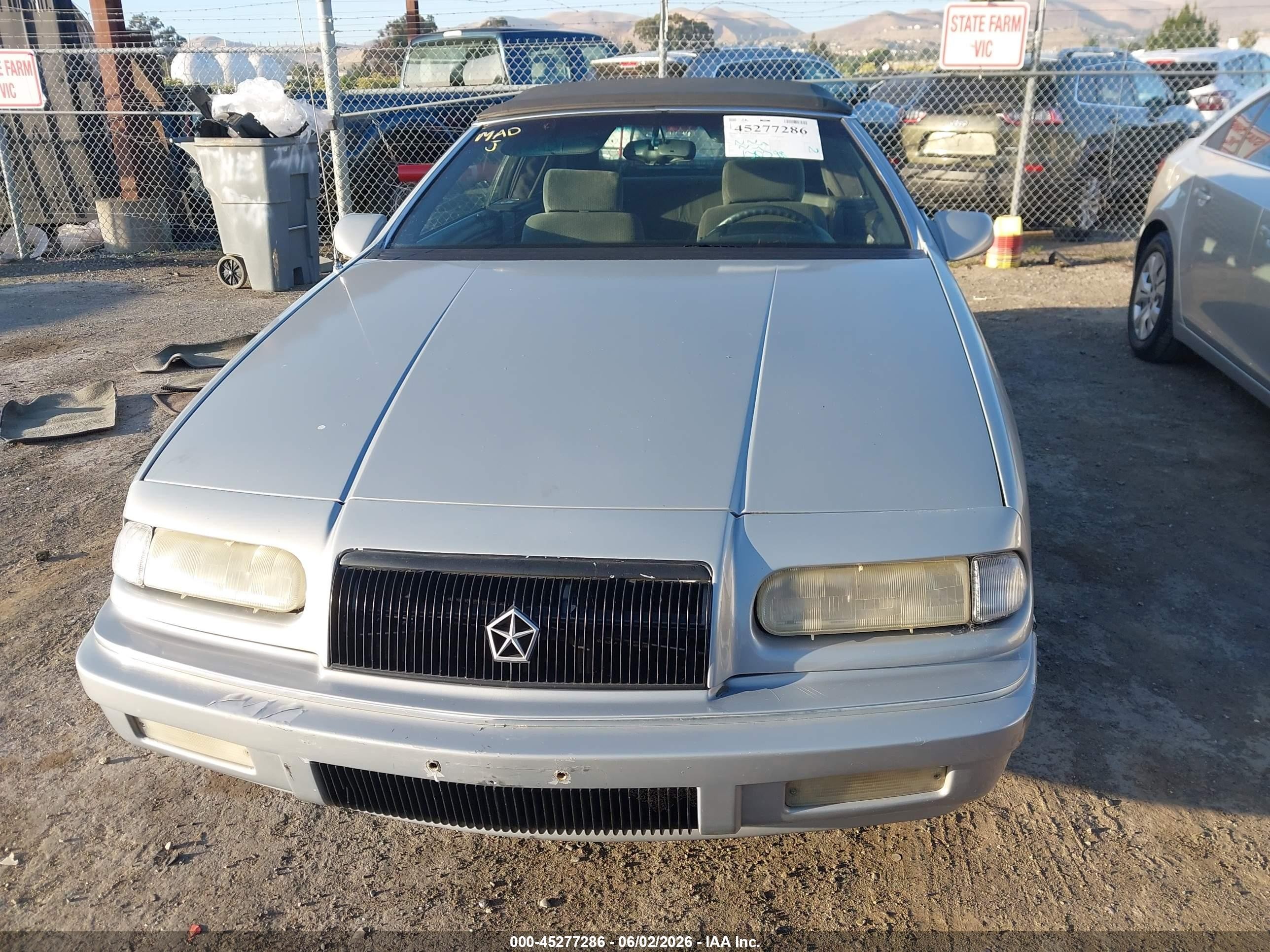 1994 Chrysler Lebaron Gtc/lx Gray vin: 1C3EU4538RF170383