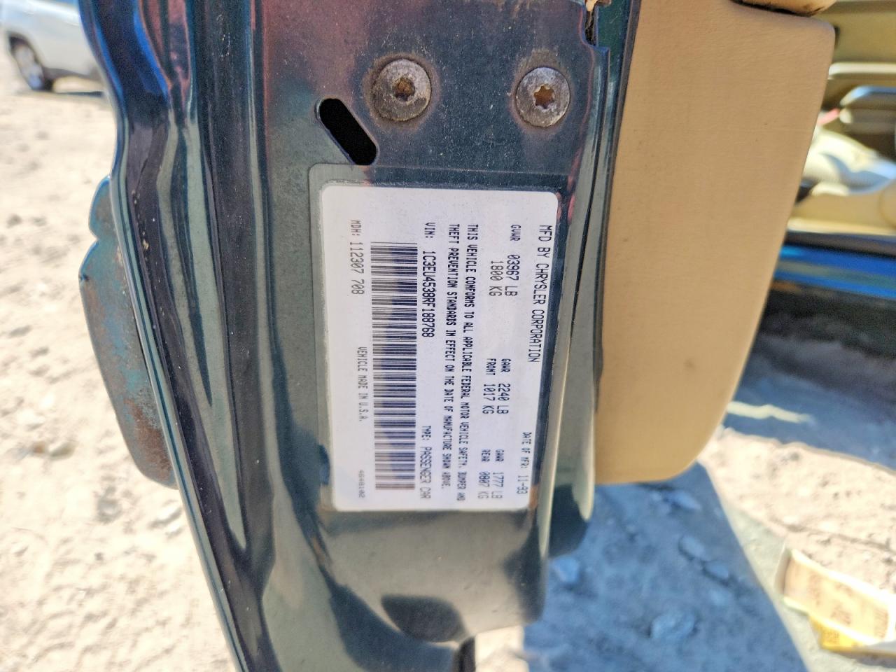 1994 Chrysler Lebaron Base Green vin: 1C3EU4538RF188768