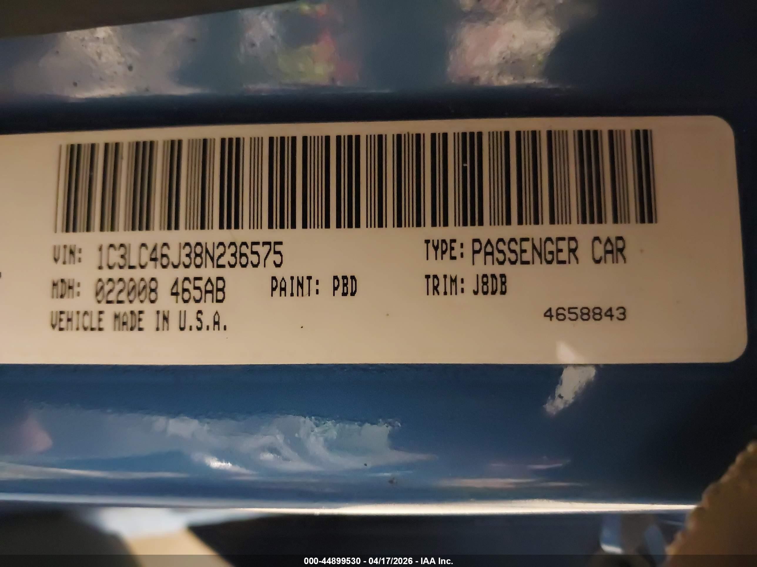 2008 Chrysler Sebring Lx Синий vin: 1C3LC46J38N236575