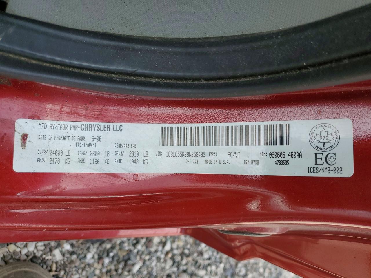 2008 Chrysler Sebring Red vin: 1C3LC55R28N258435