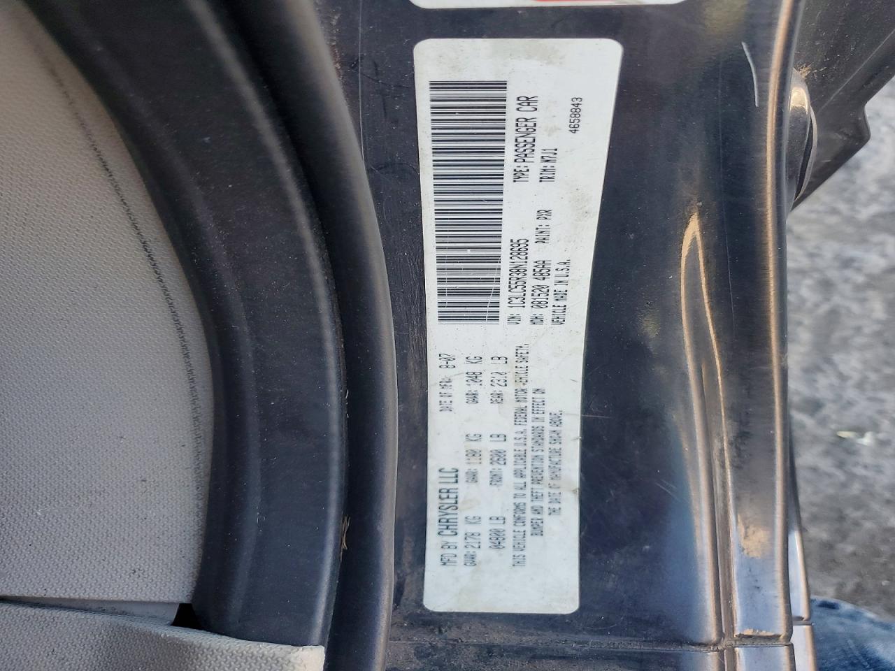 2008 Chrysler Sebring Black vin: 1C3LC55R38N128695